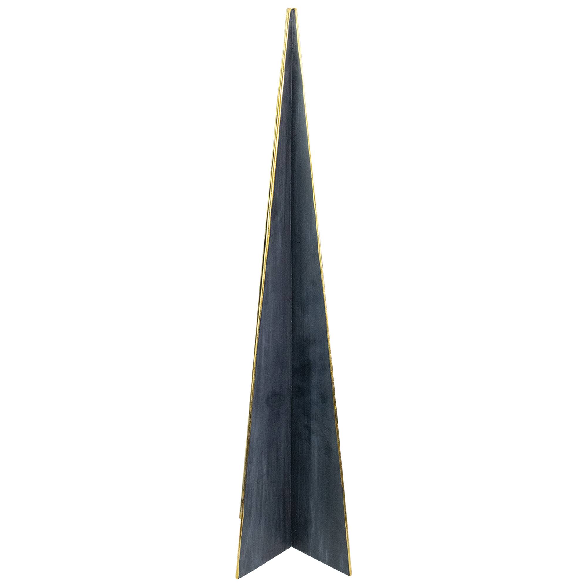 20&#x22; Blue &#x26; Gold Triangular Christmas Tree Tabletop D&#xE9;cor