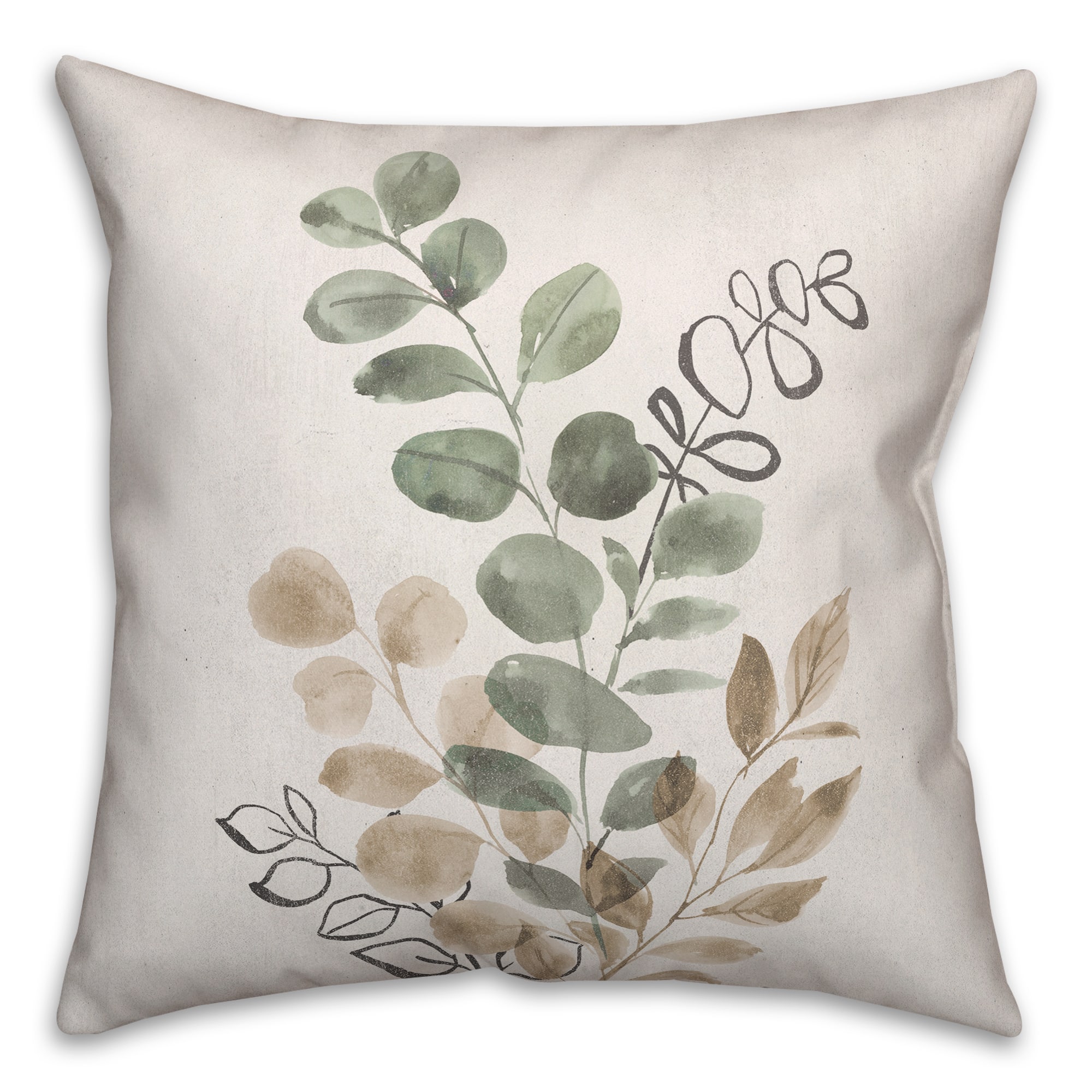 Sage Tan Leaves 18" x 18" Indoor/Outdoor Pillow