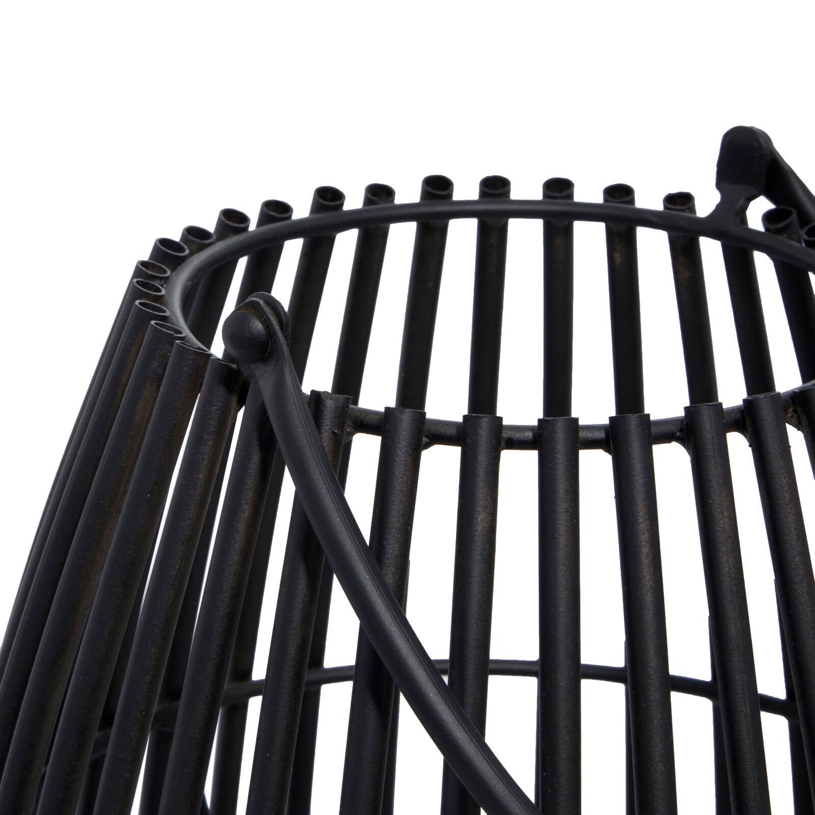 16" Black Iron Contemporary Candle Holder Lantern