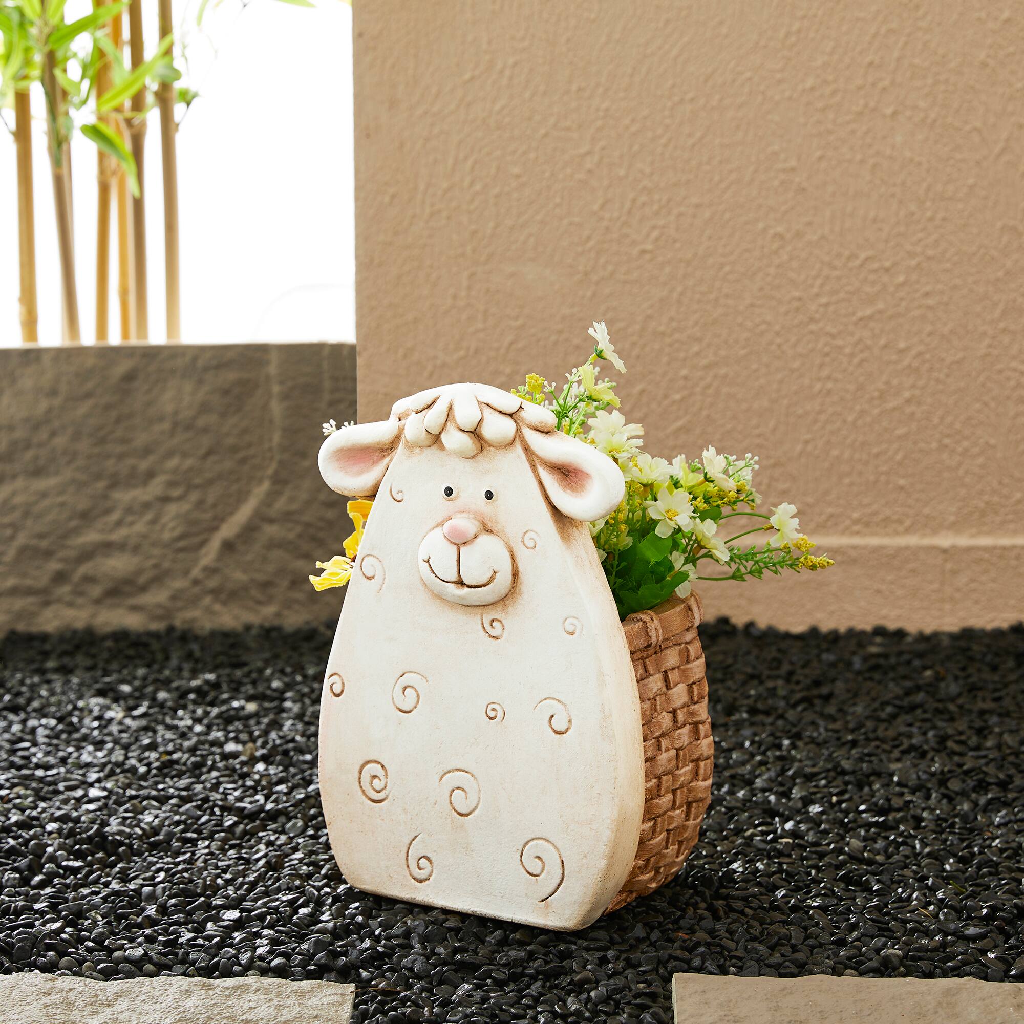 Glitzhome® 12.5" Cute Sheep Statue Planter