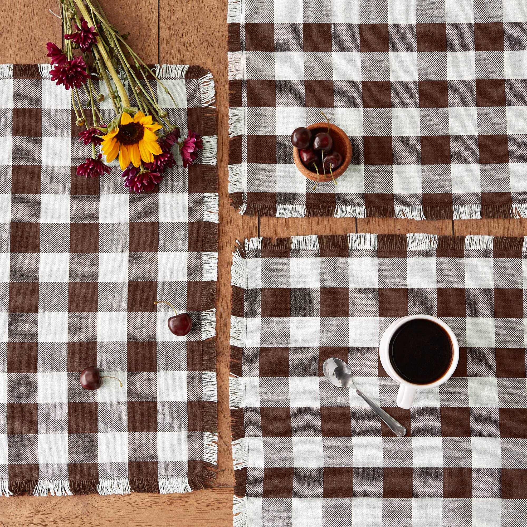 DII® Heavyweight Check Fringed Cotton Placemats, 6ct.