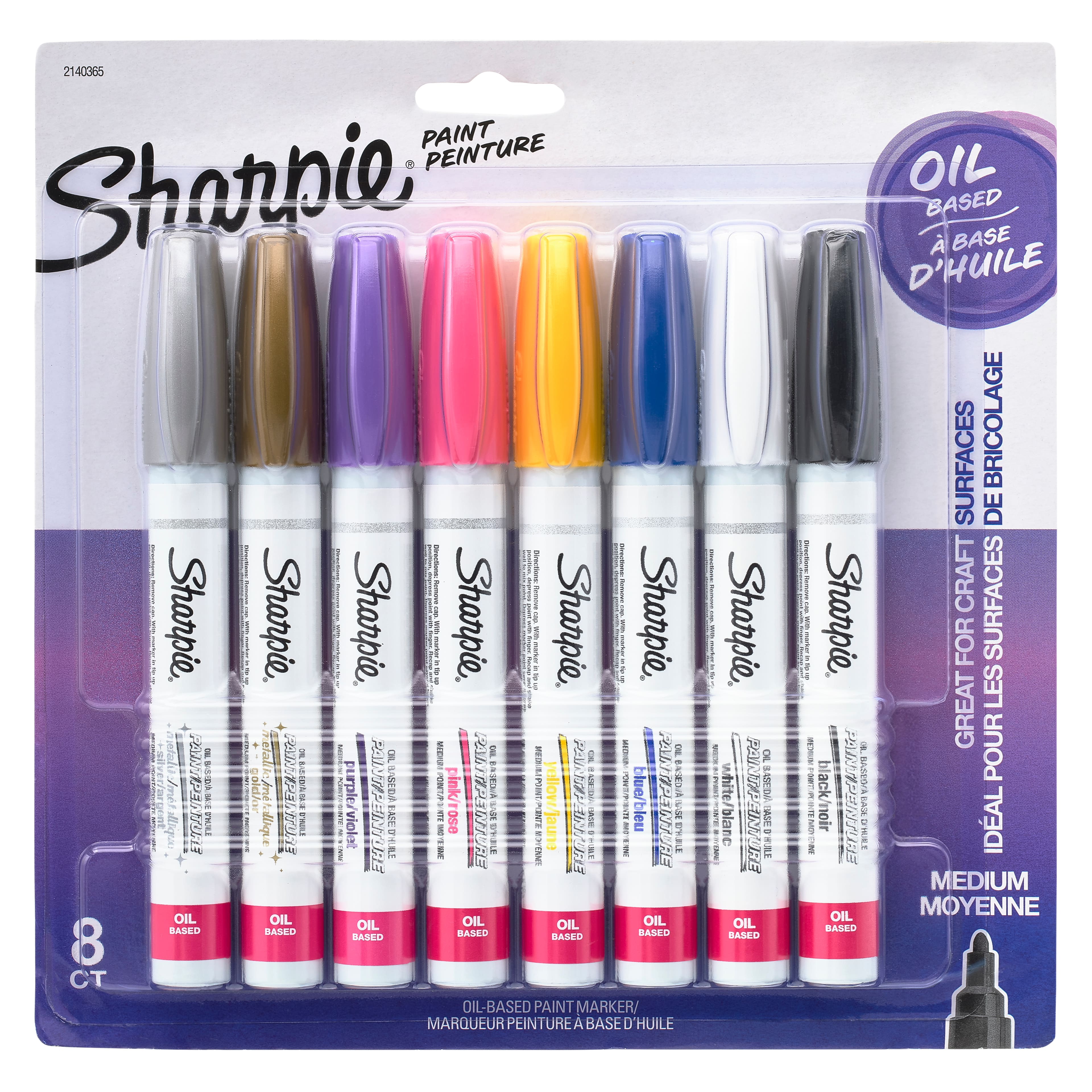 SHARPIE Oil-Based Paint Markers Medium Point Assorted Colors 8 Count -  Great for Rock Painting