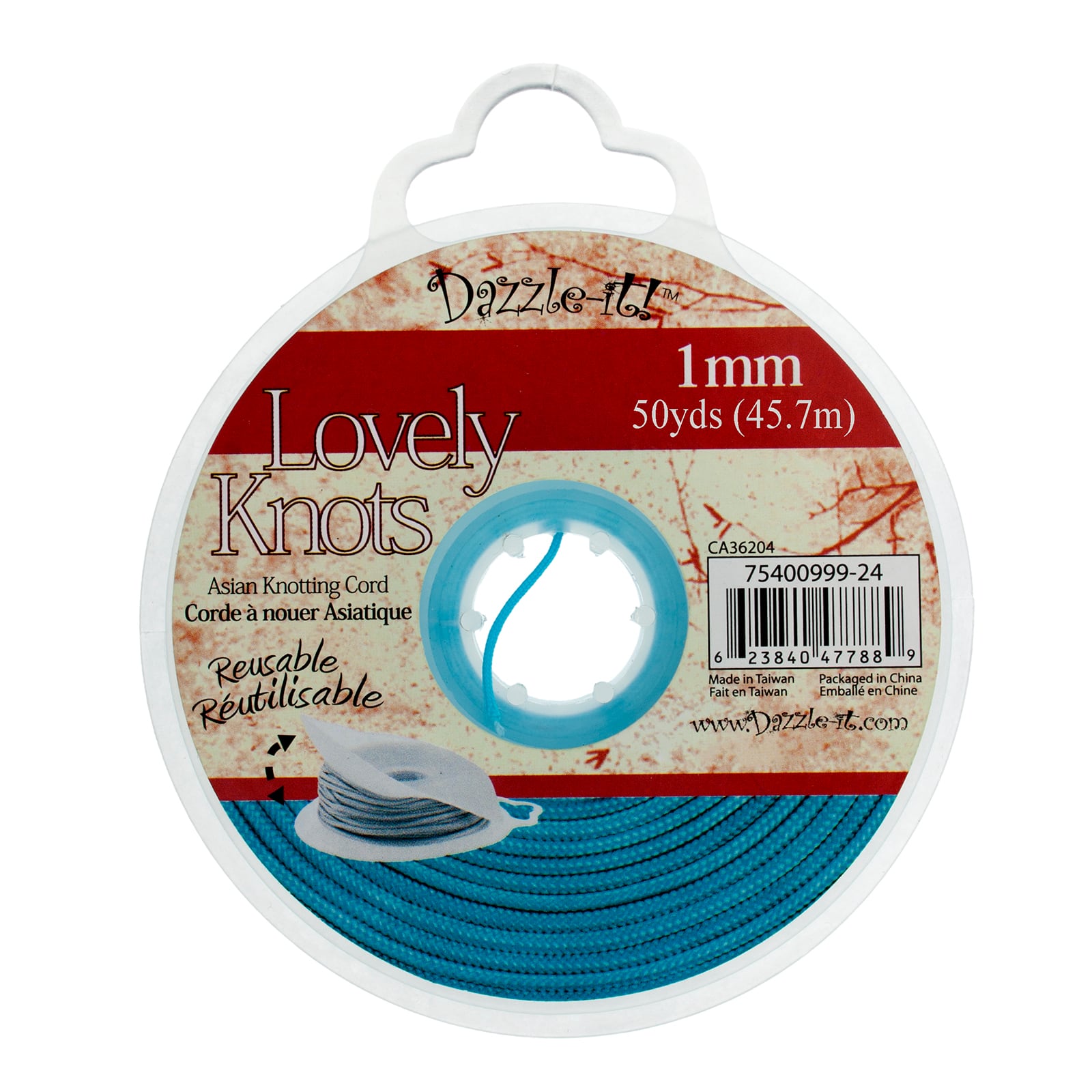 John Bead Lovely Knots 1mm Asian Knotting Cord with Bobbin, 50yd.