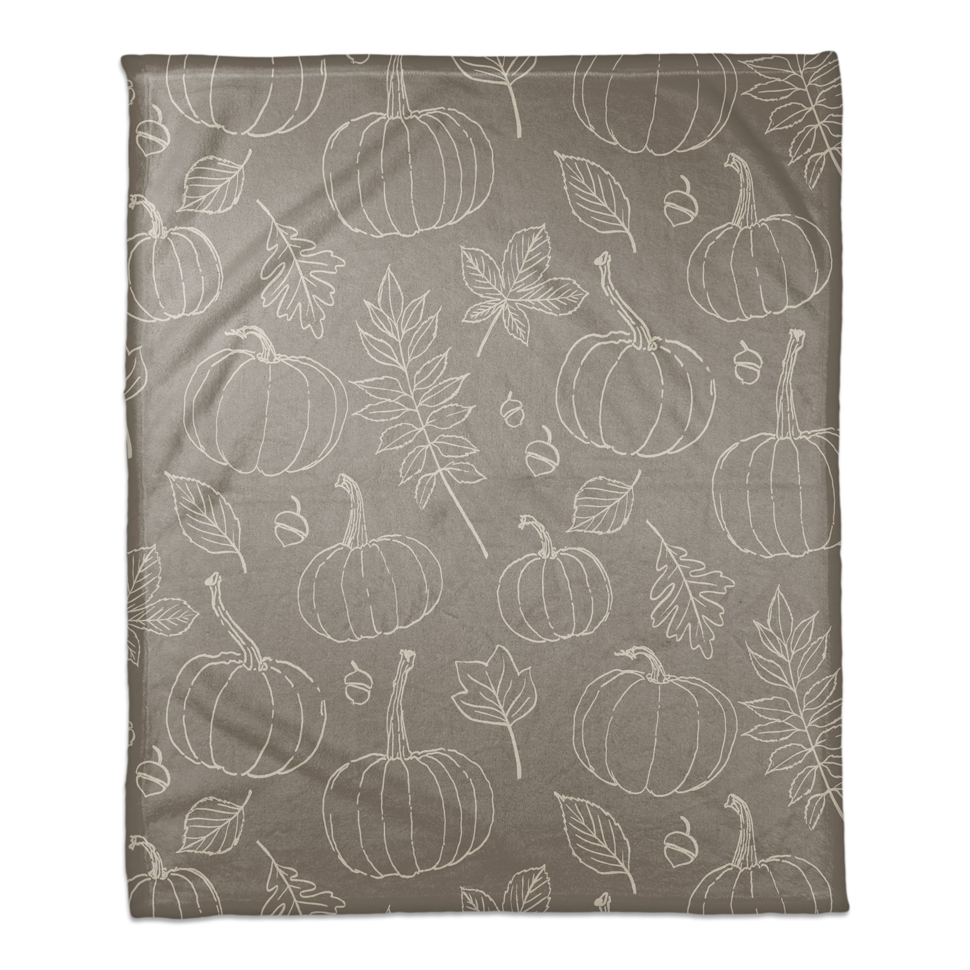 Gray Fall Patterned Coral Fleece Blanket
