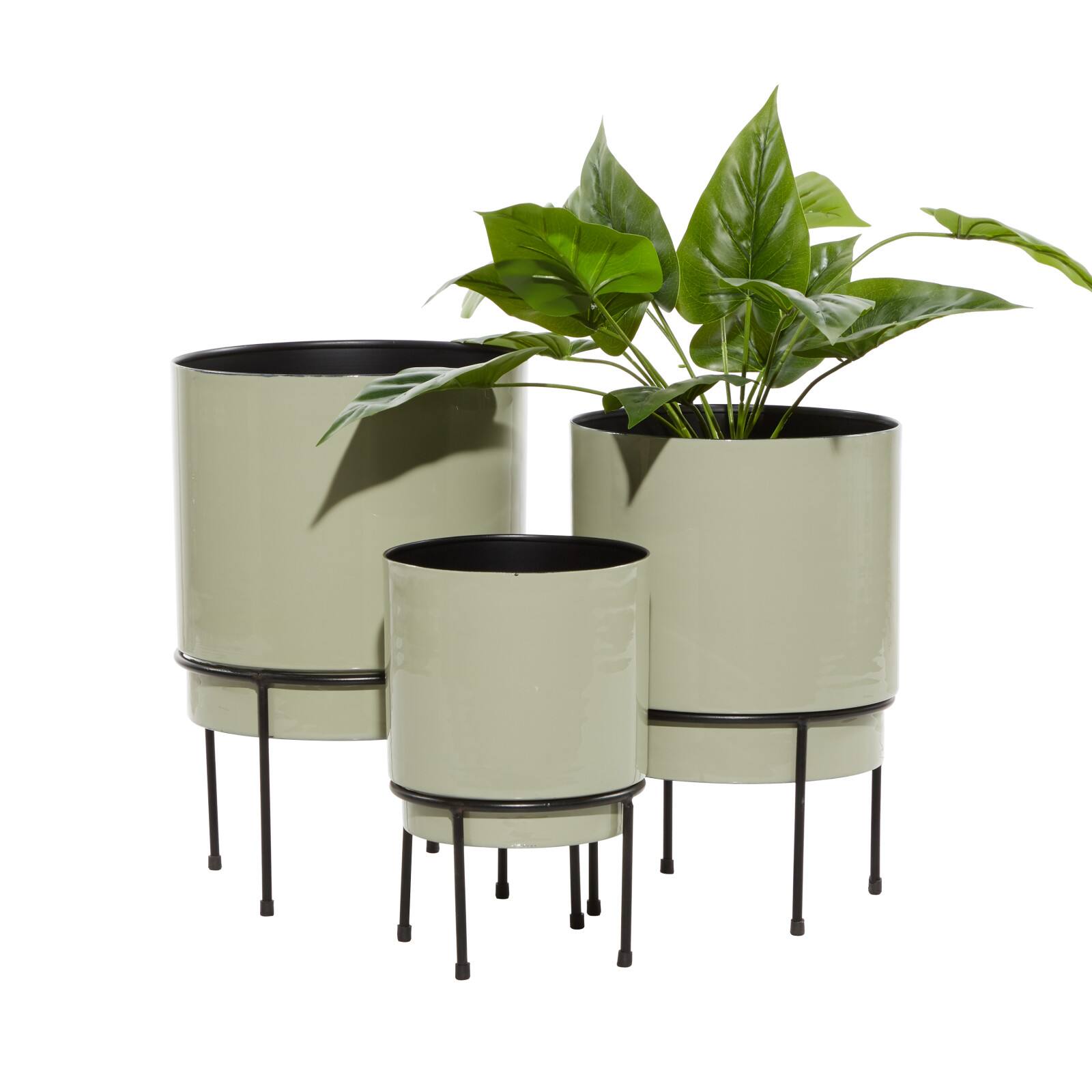 The Novogratz Taupe Metal Contemporary Planter Set