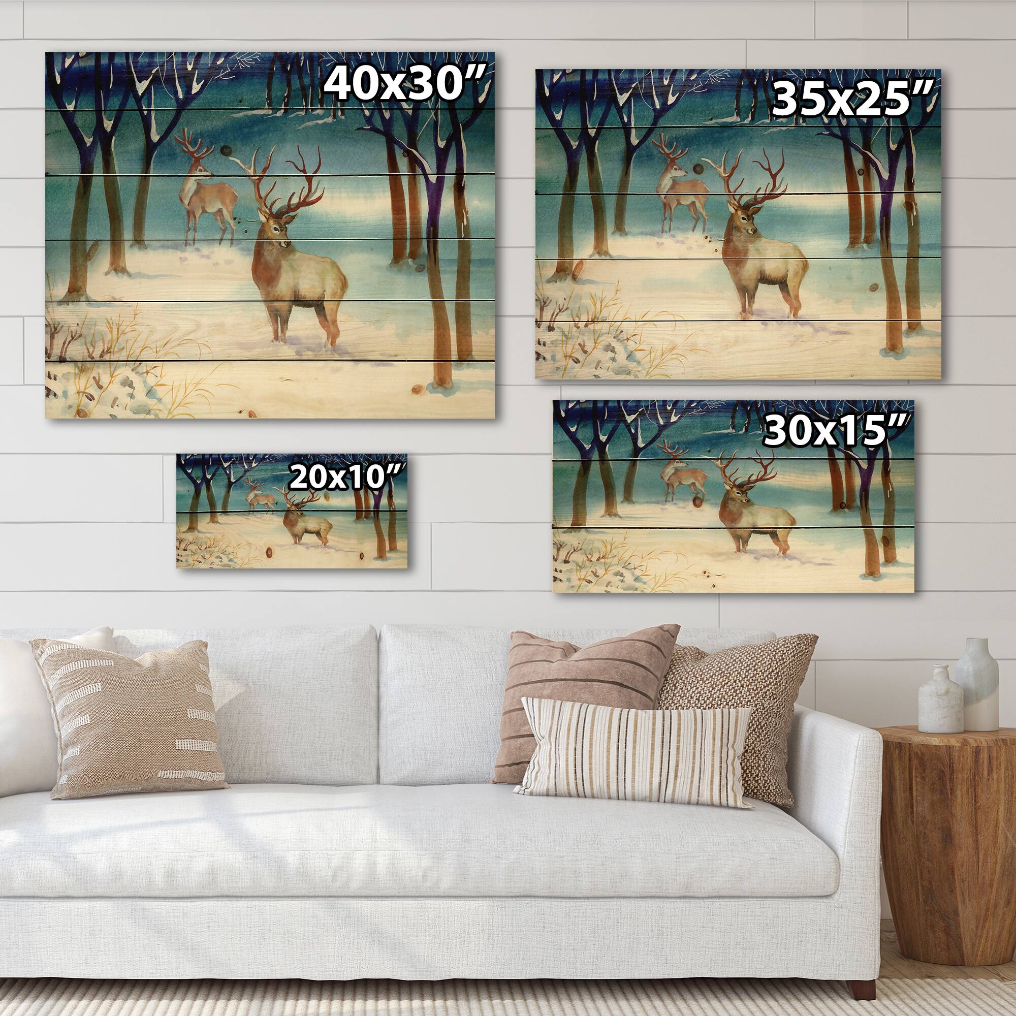 Designart - Winter Landscape With Deers