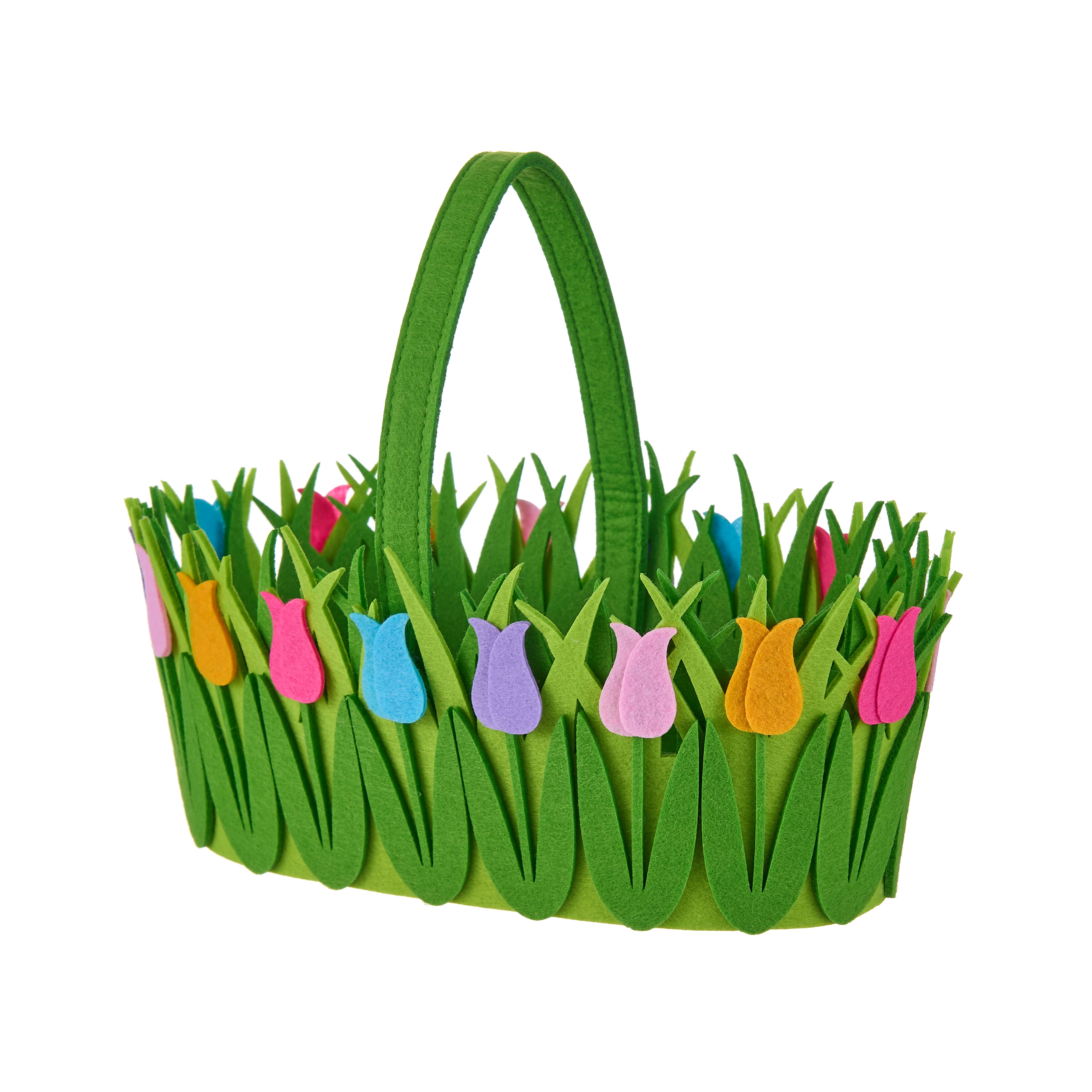 12.25" Easter Grass & Tulip Felt Basket by Creatology™
