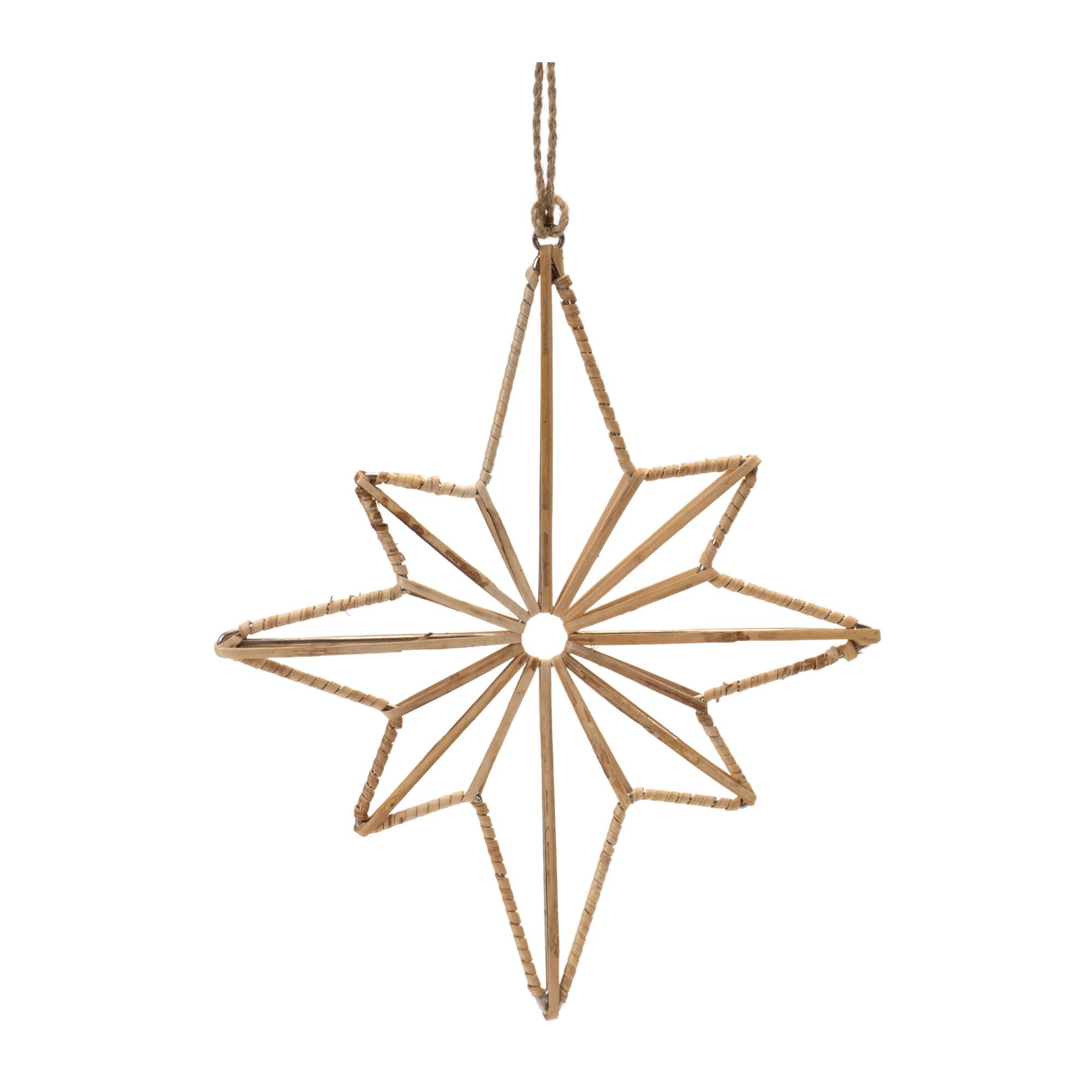 Rattan Wrapped Metal Star Ornaments Set