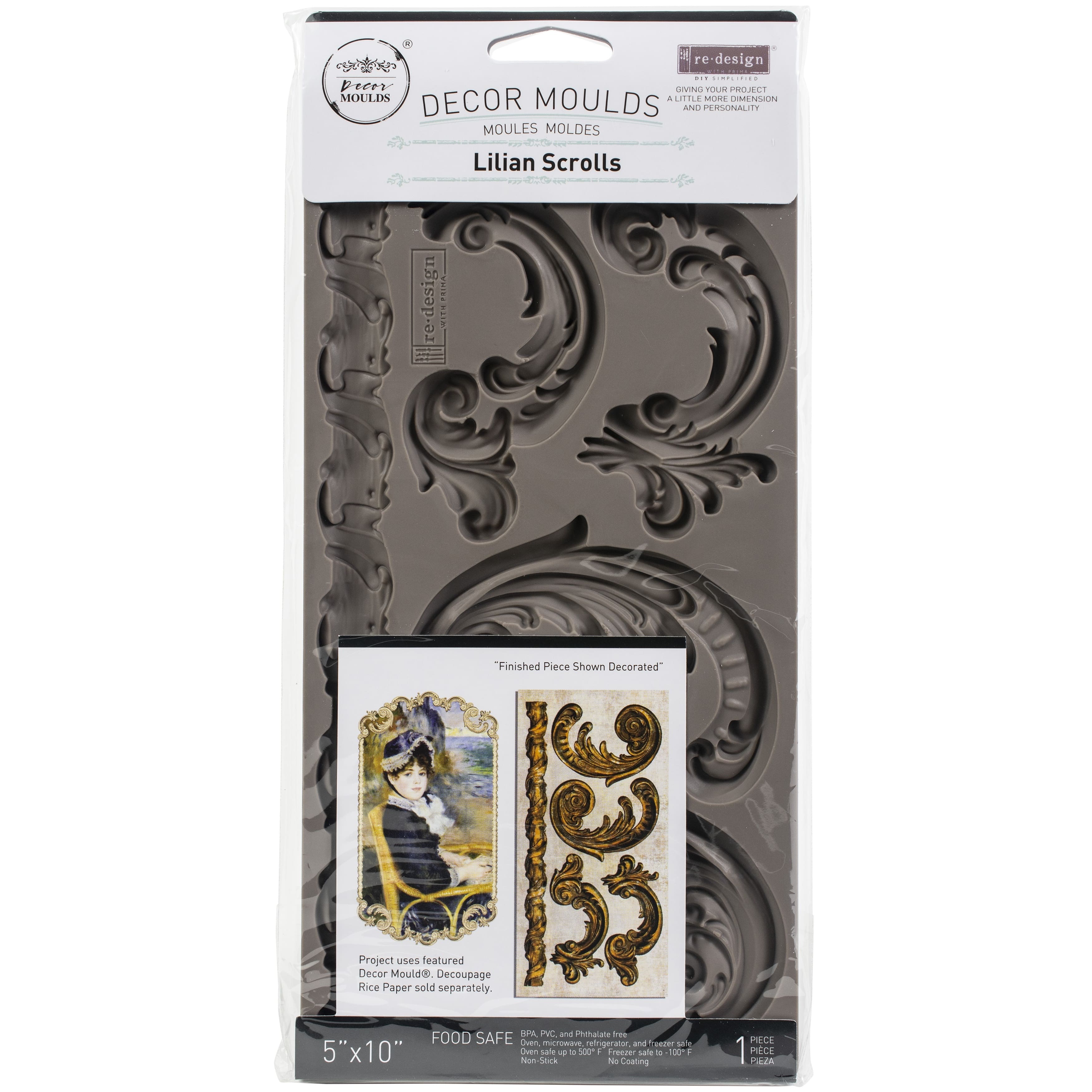 Redesign with Prima® Decor Mould® Lilian Scrolls Silicone Mold