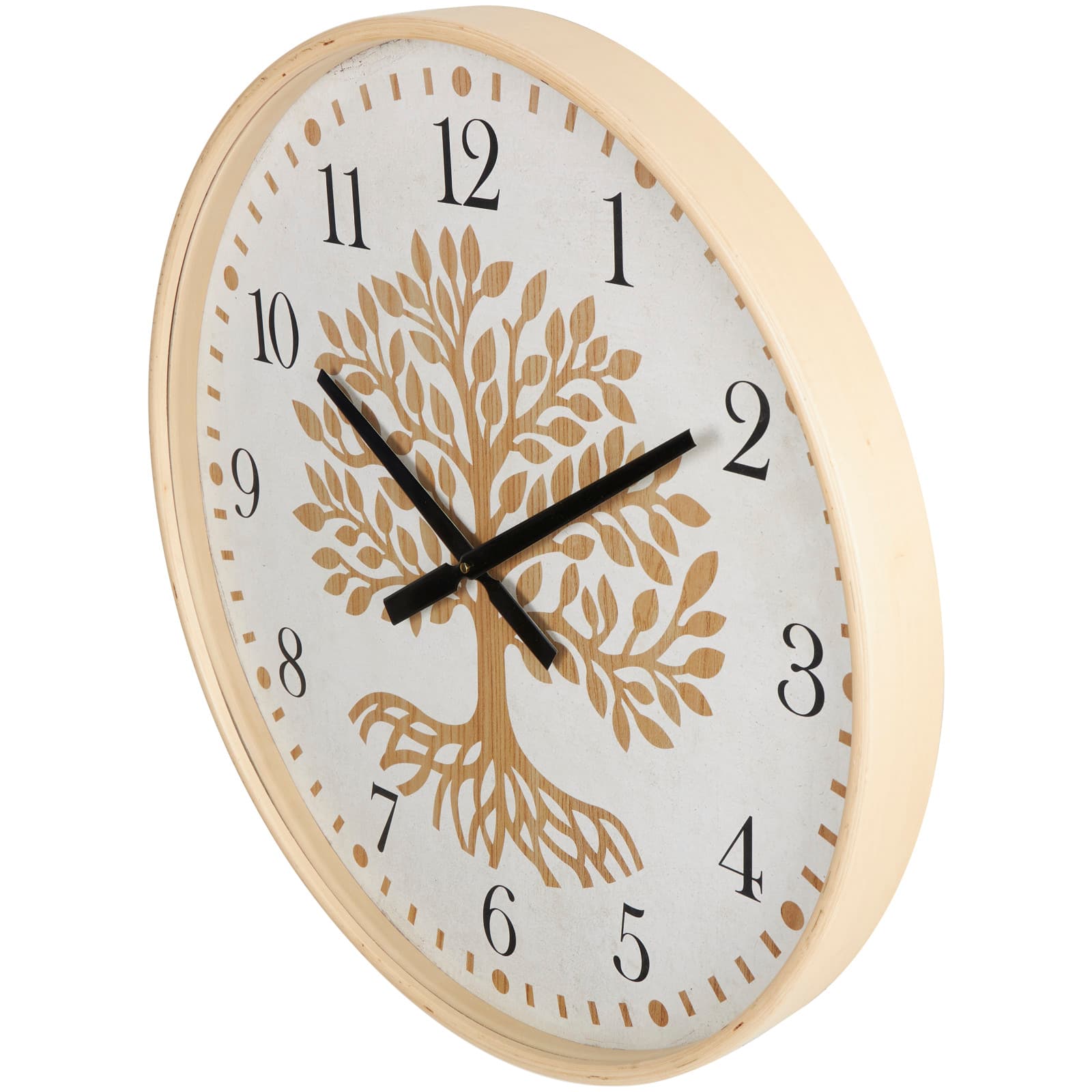 23.5" Natural Brown & Cream Tree Wall Clock