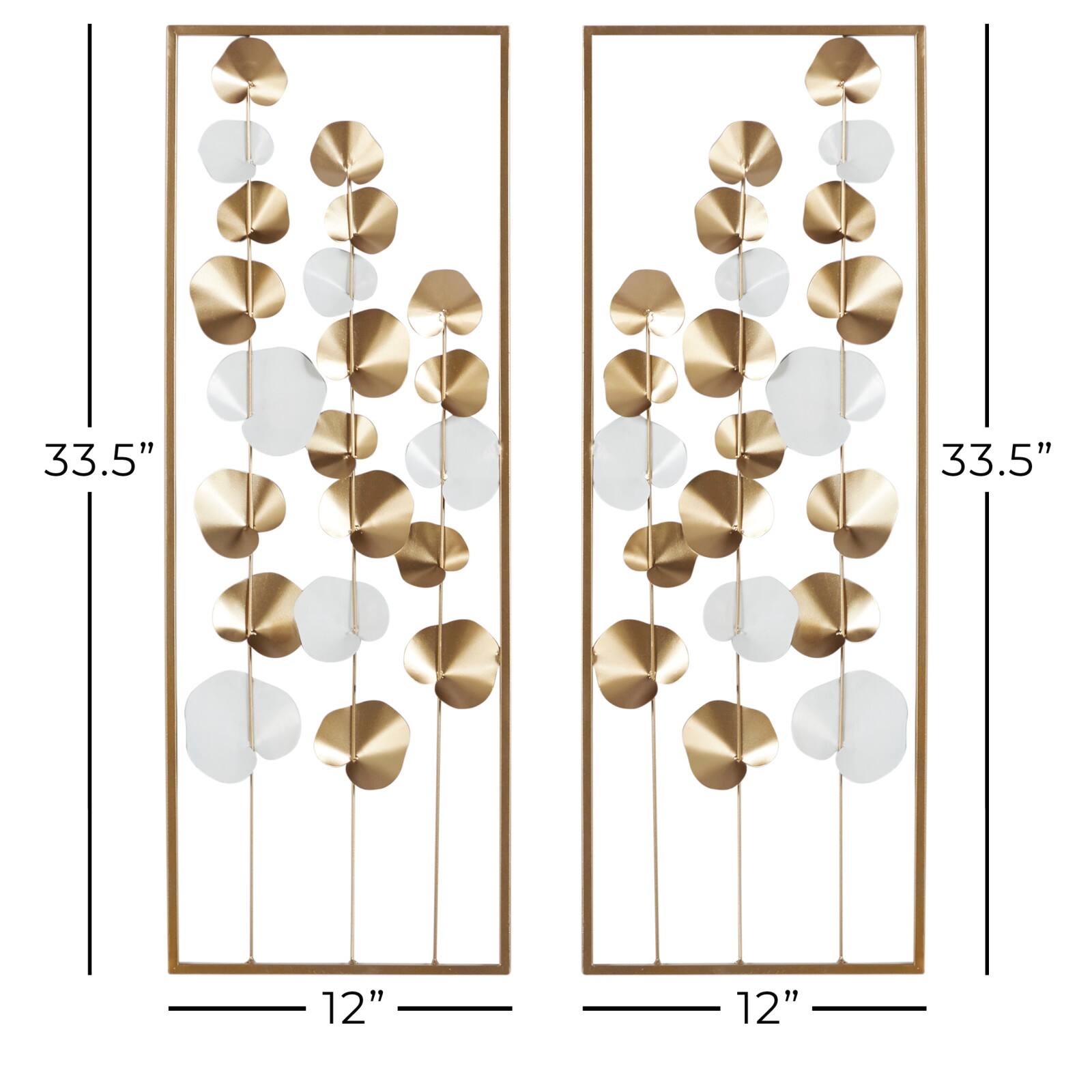 Gold & White Floral Wall Art Set, 2ct.