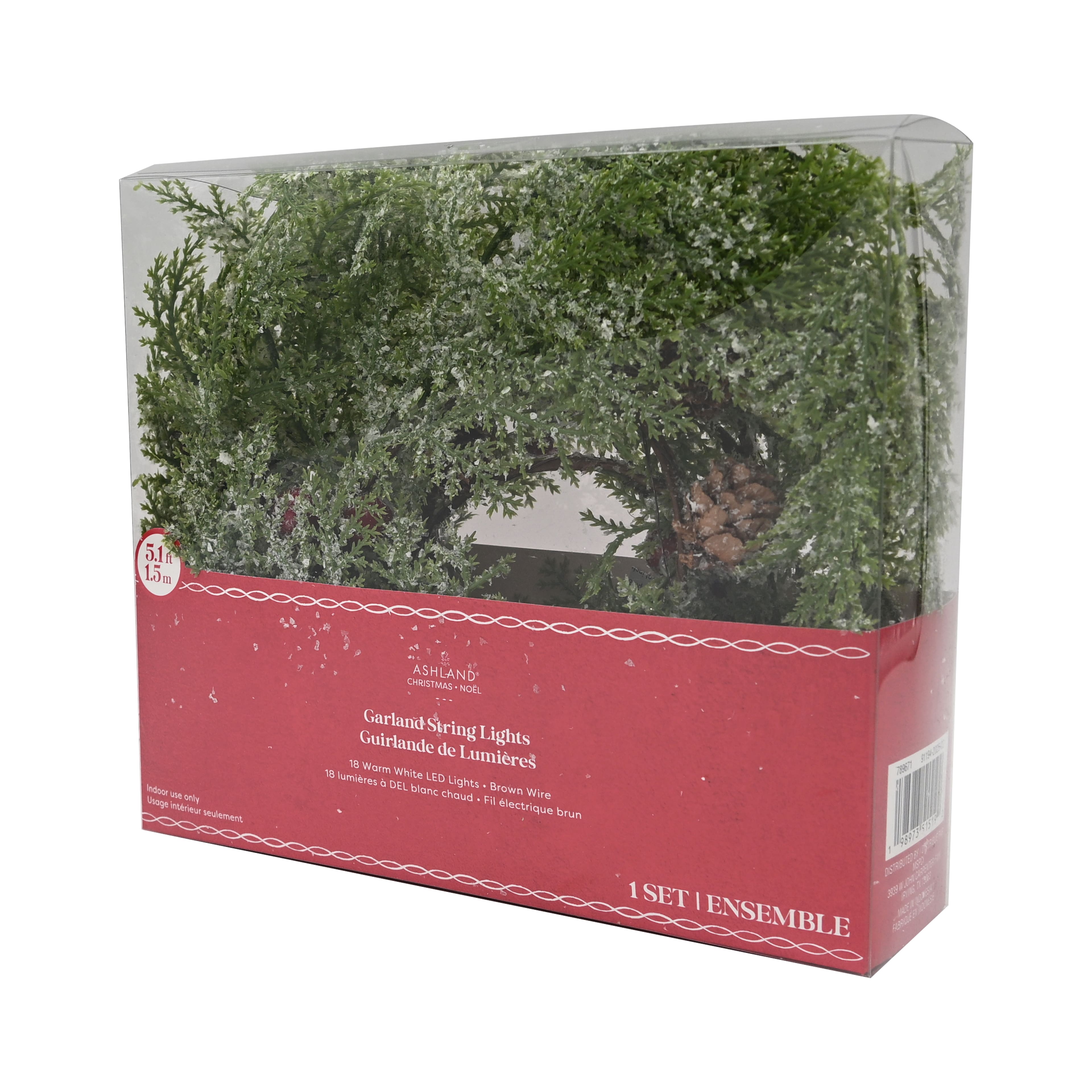 18ct. Warm White LED Pinecone & Red Berry Garland String Lights by Ashland®