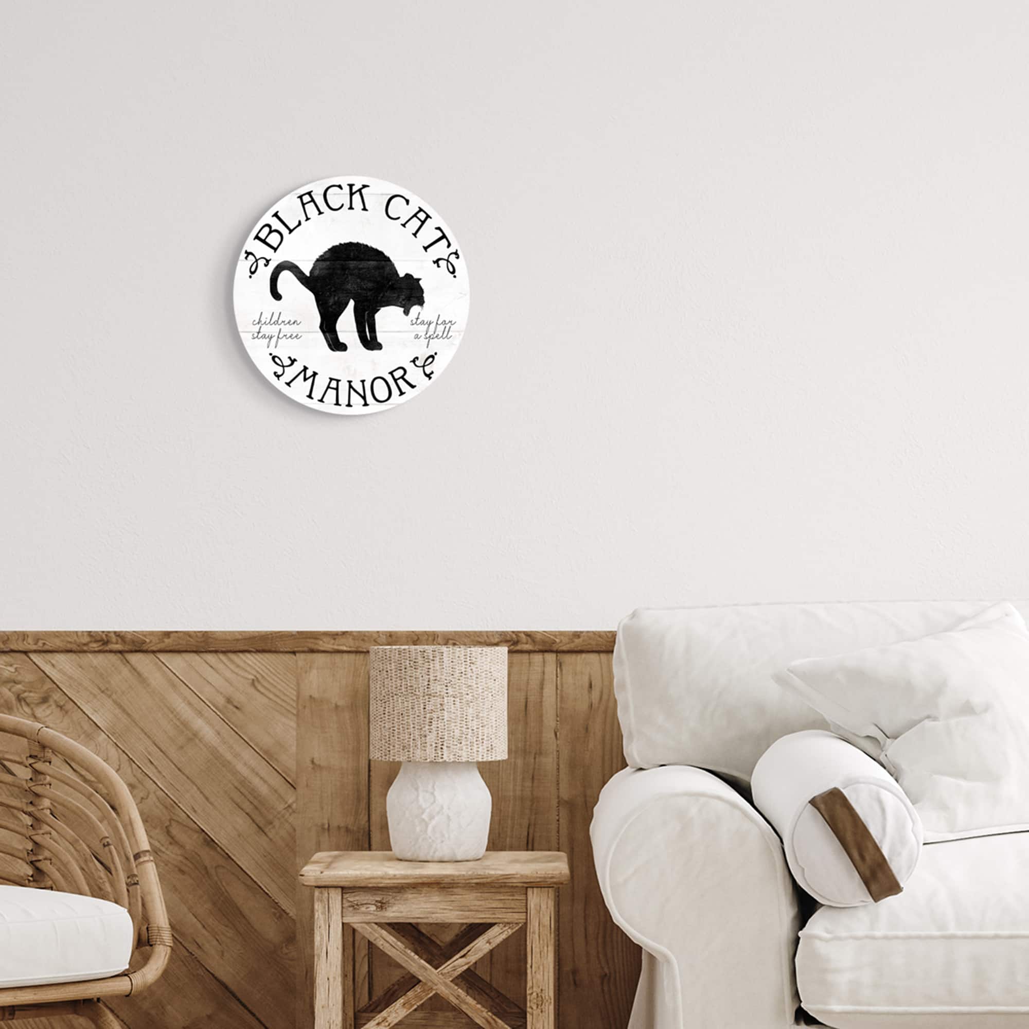 Stupell Industries Black Cat Manor Sign Wall Plaque Art