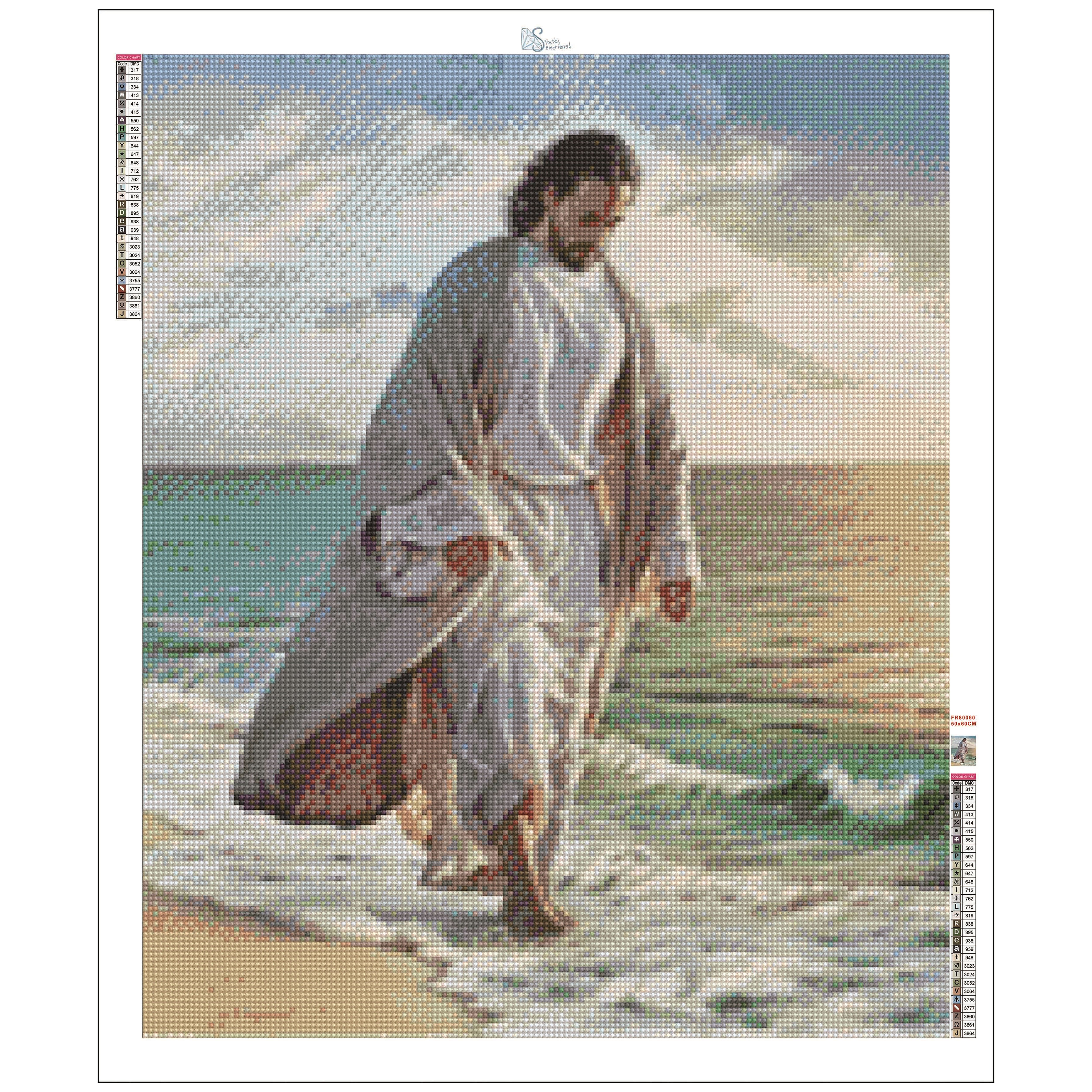 Sparkly Selections Jesus On the Beach Diamond Painting Kit, Round Diamonds