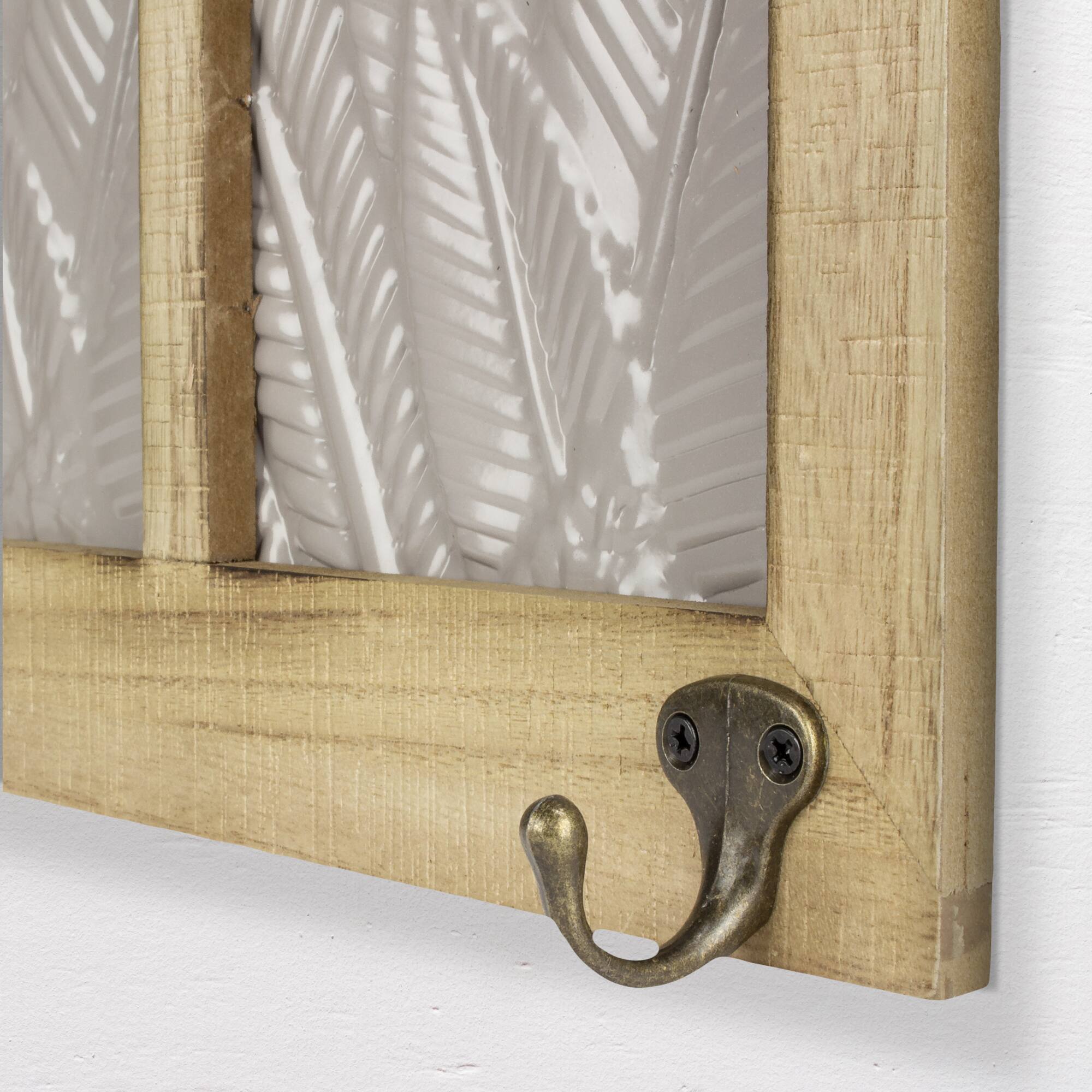 Gray Tropical Leaves Wall Rack