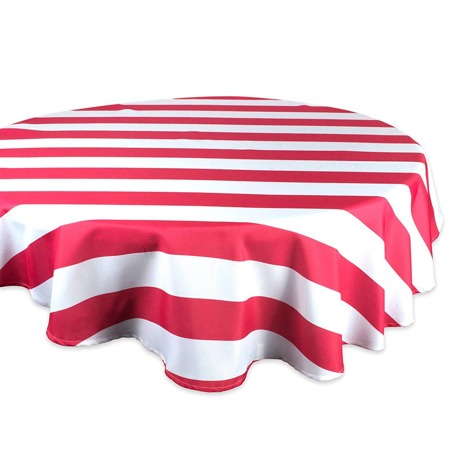 Coral Cabana Stripe Outdoor Tablecloth 60" Round
