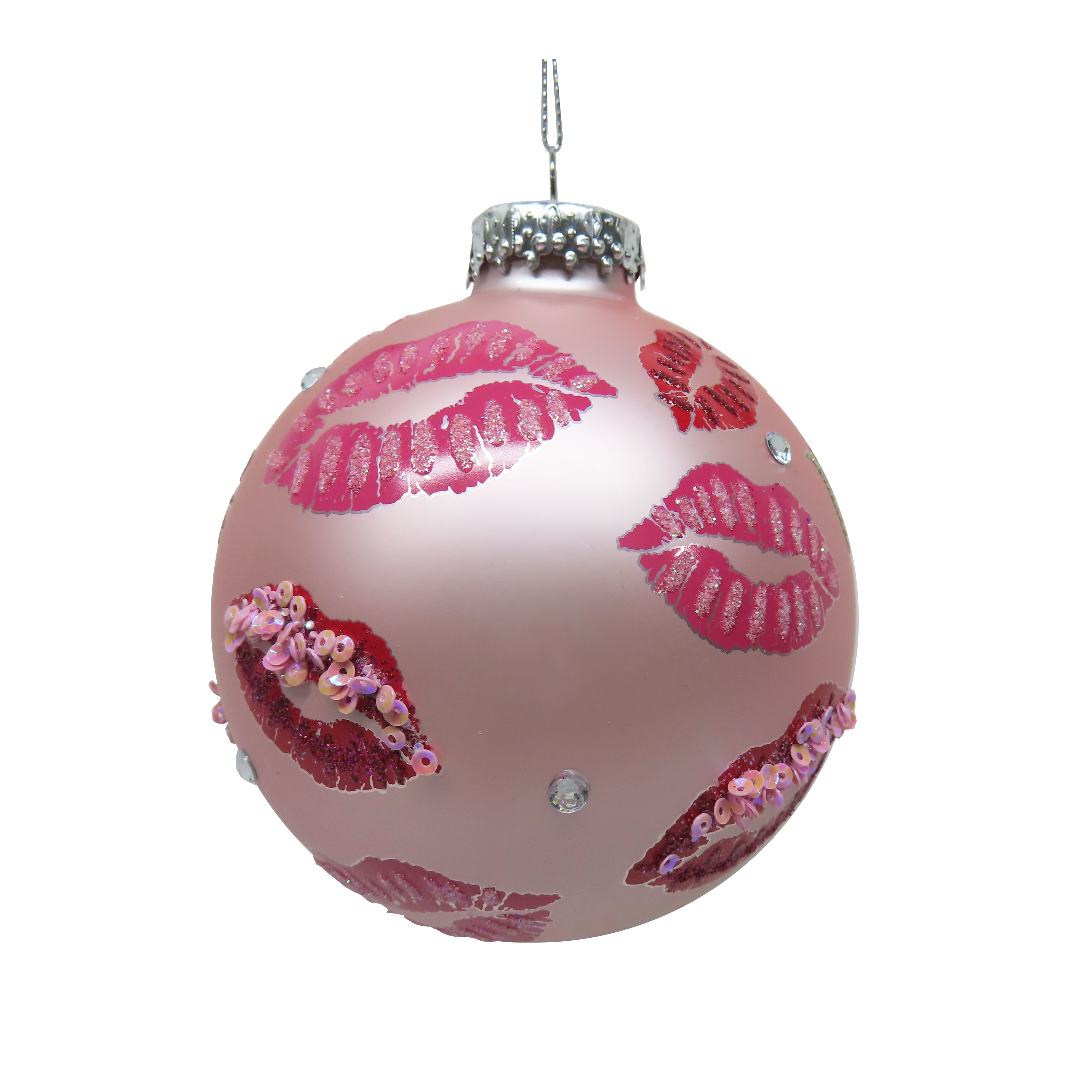 4&#x22; Pink Merry Kissmas Glass Ball Ornament by Ashland&#xAE;