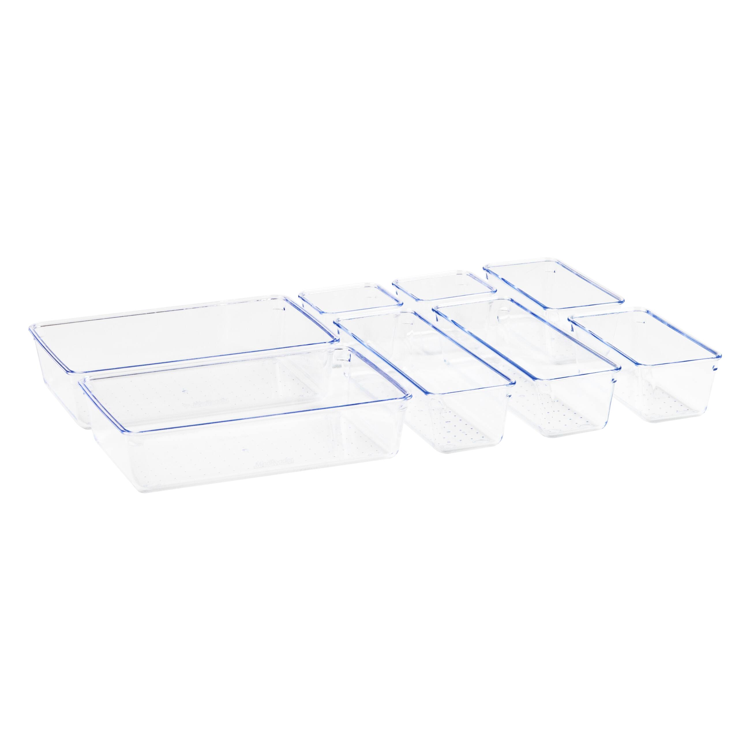 Mind Reader 8-Piece Drawer Organizer Set, Storage Trays, Clear