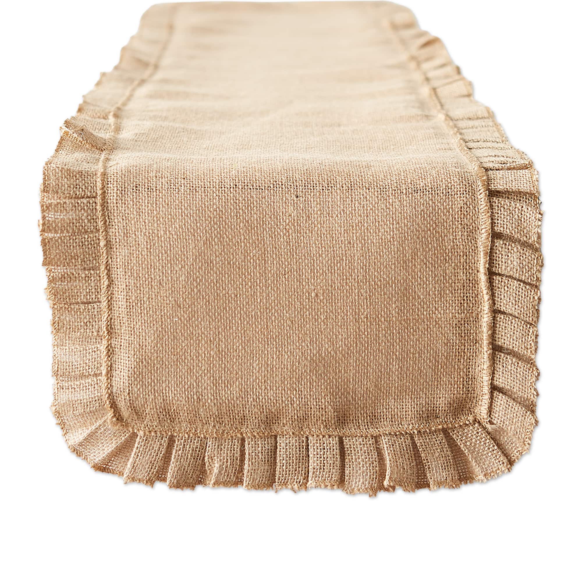 DII® Natural Ruffle Trim Jute Table Runner, 14x72 inch