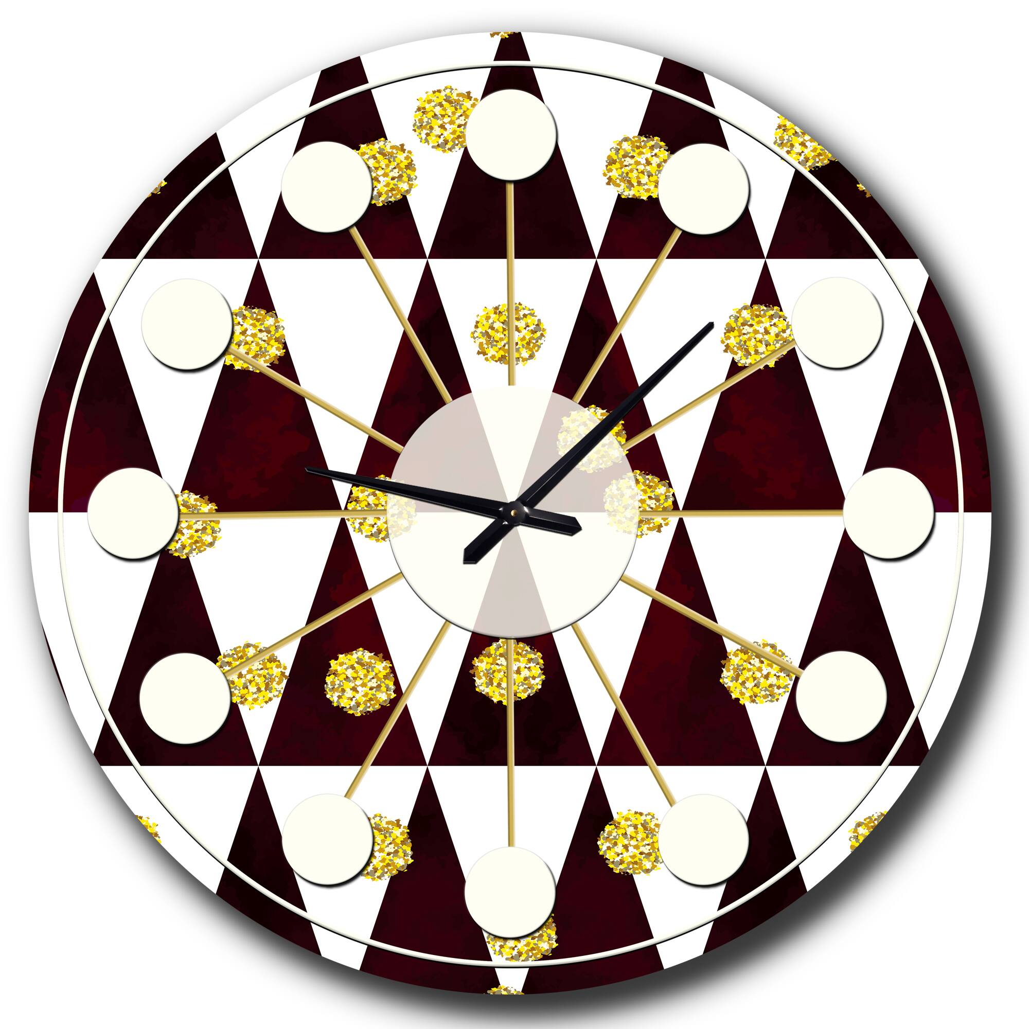 Designart &#x27;Gold Polka Dot Pattern Ii Mid-Century Modern Wall Clock