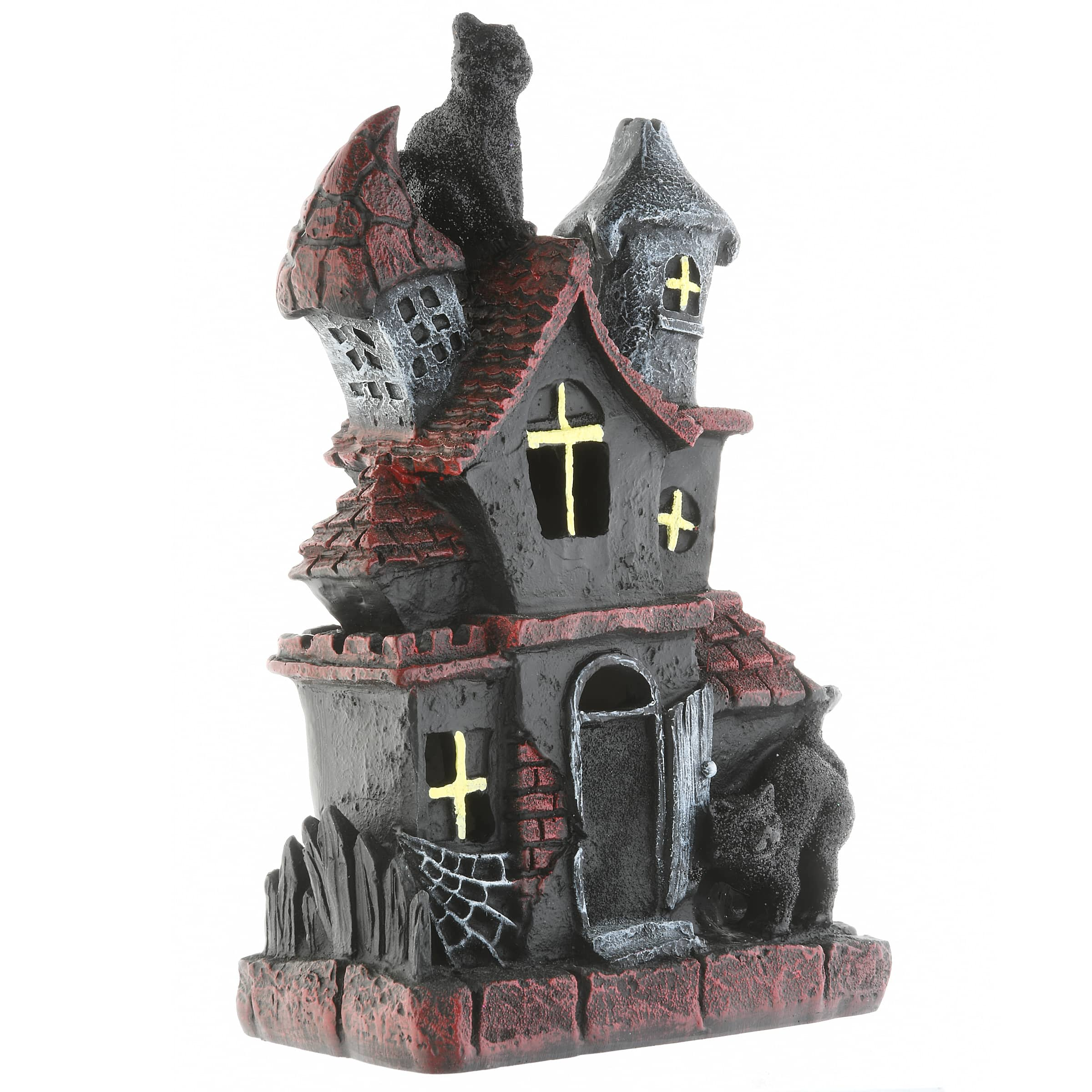 7&#x22; Black Cats Haunted House with LED Light