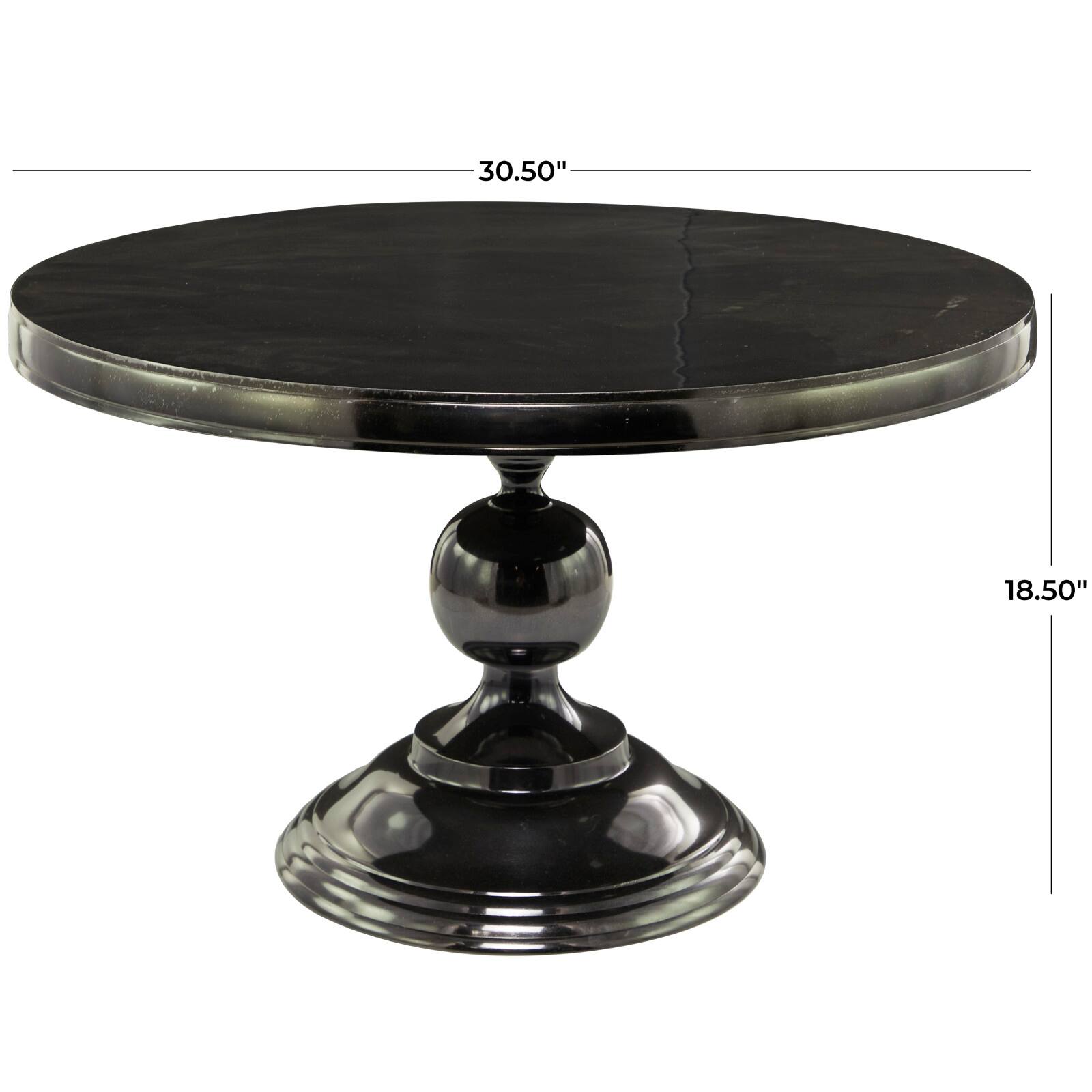 Black Aluminum Coffee Table with Pedestal Base 31&#x22; x 31&#x22; x 19&#x22;