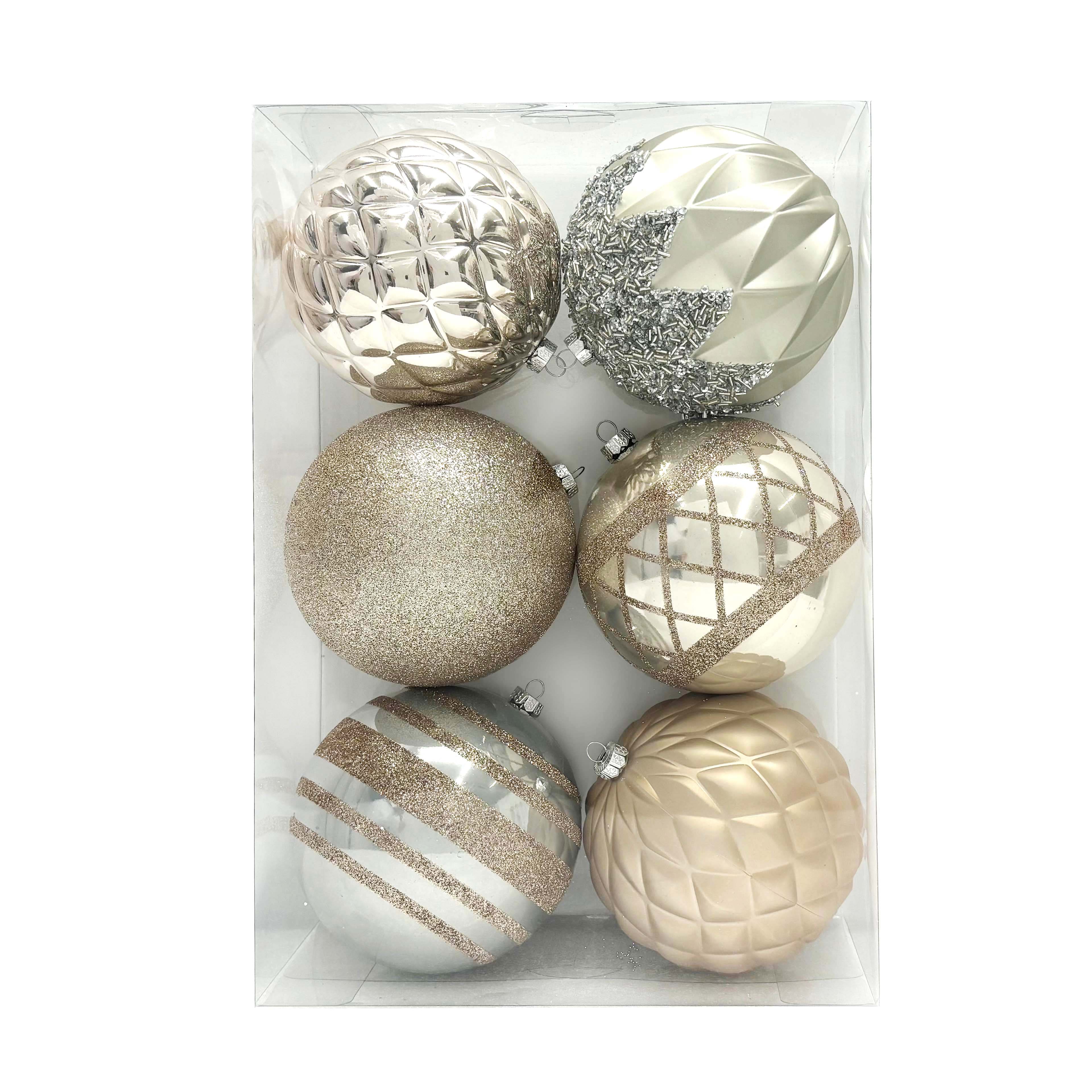 6 Pack 4.75&#x22; Champagne Shatterproof Ball Ornaments by Ashland&#xAE;