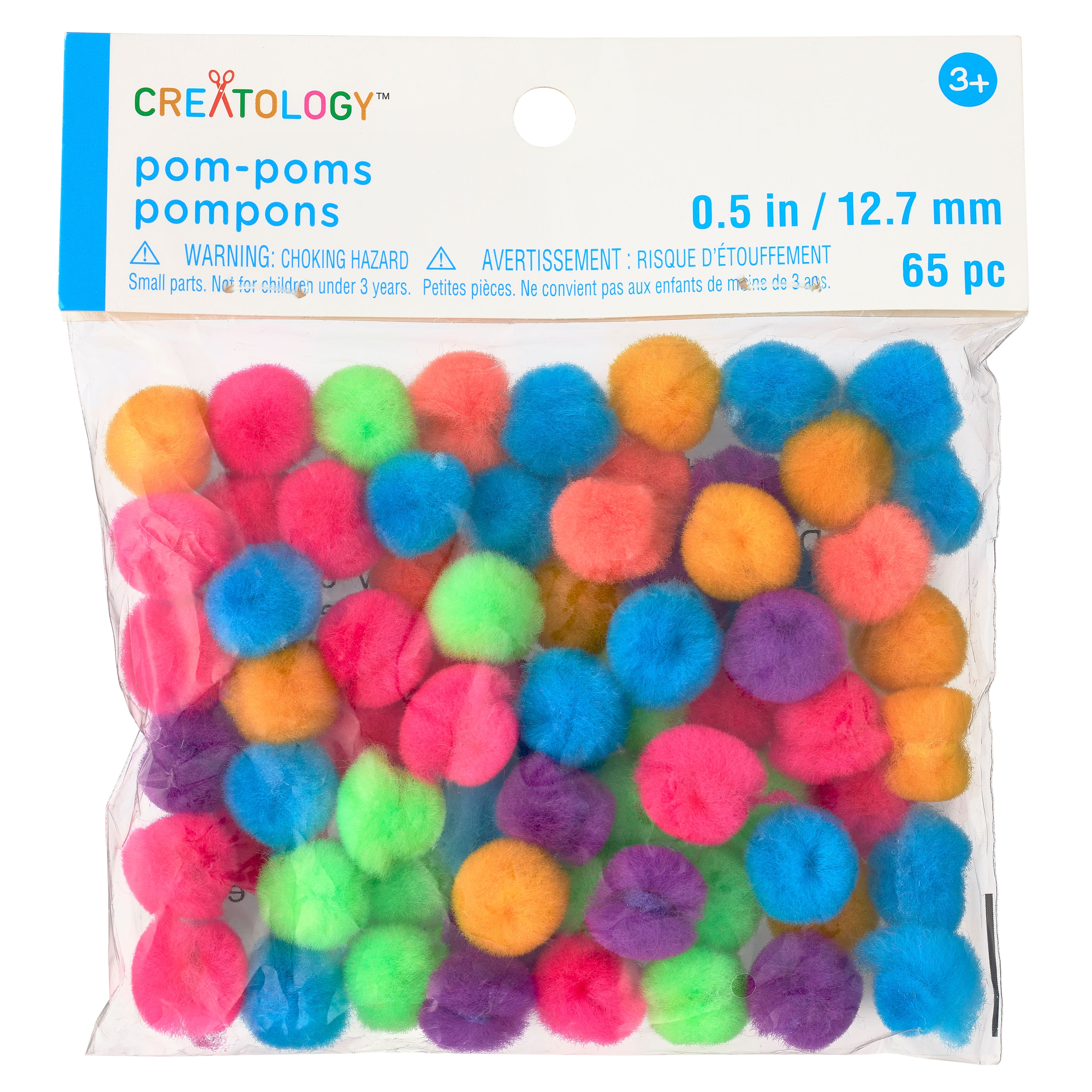 24 Packs: 65 ct. (1,560 total) Bright Multicolor Pom Poms by Creatology&#x2122;