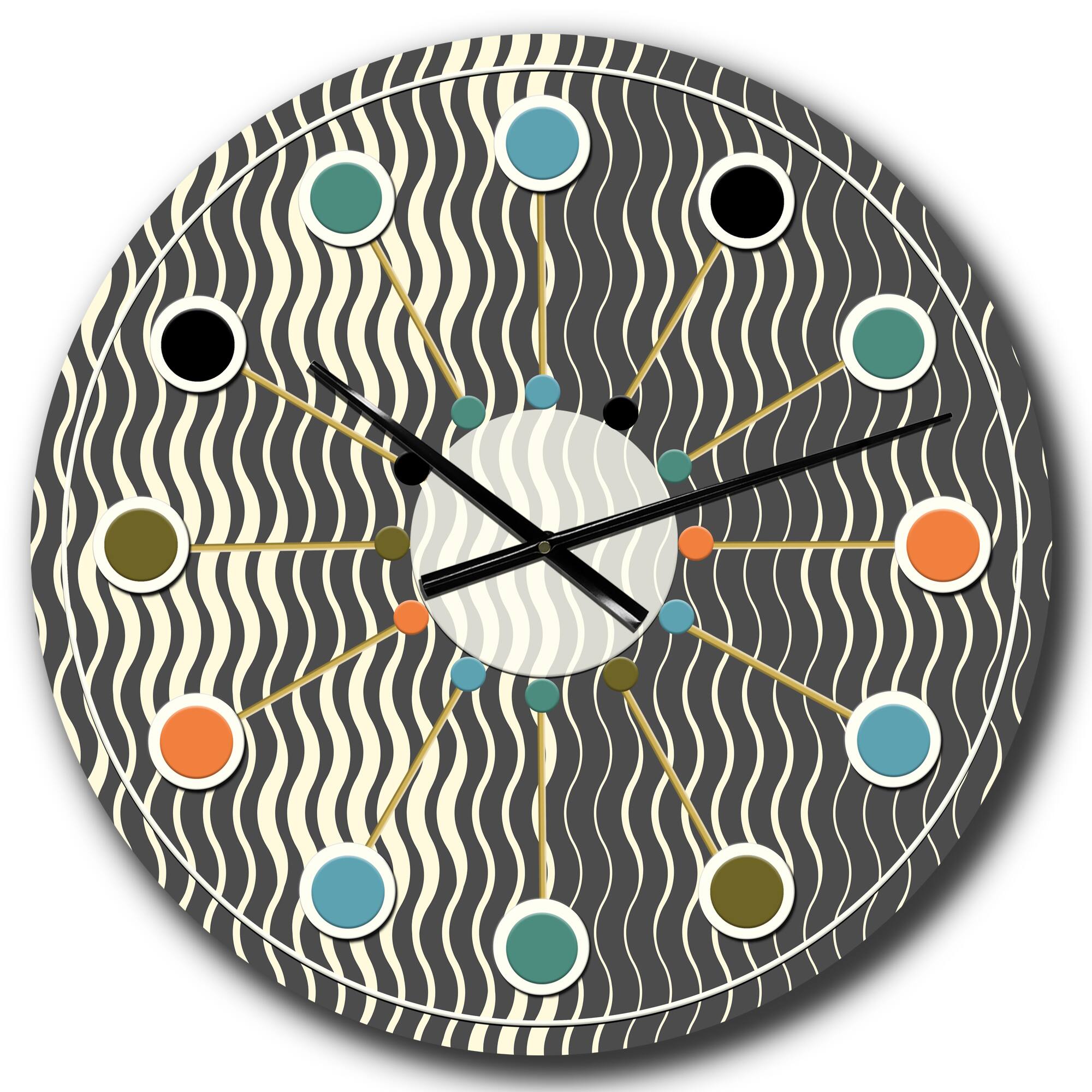 Designart 'Retro Geometrical Abstract Minimal Pattern V Mid-Century Modern Wall Clock