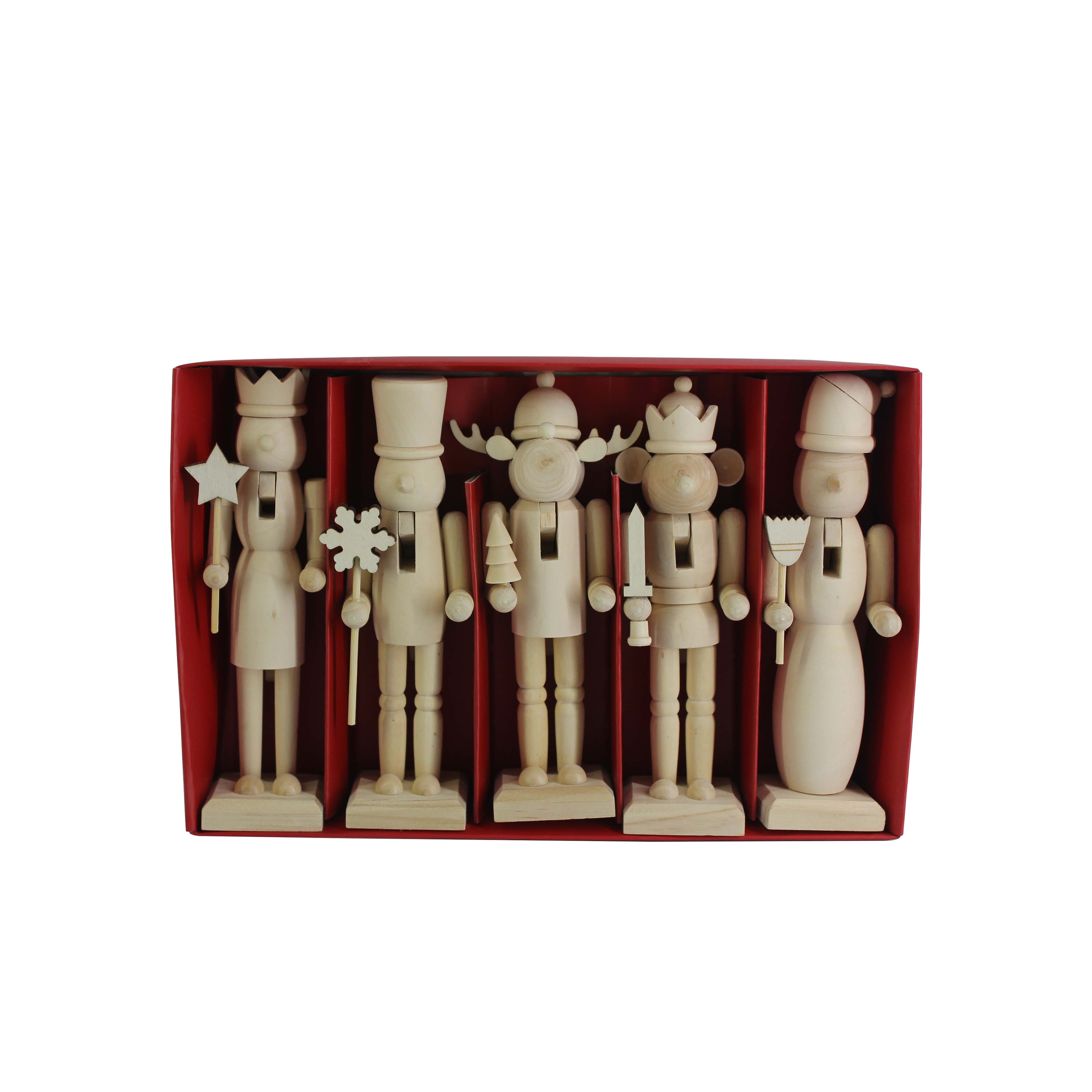 6&#x22; Whimsical 5 Piece DIY Pinewood Nutcracker Set by Make Market&#xAE;