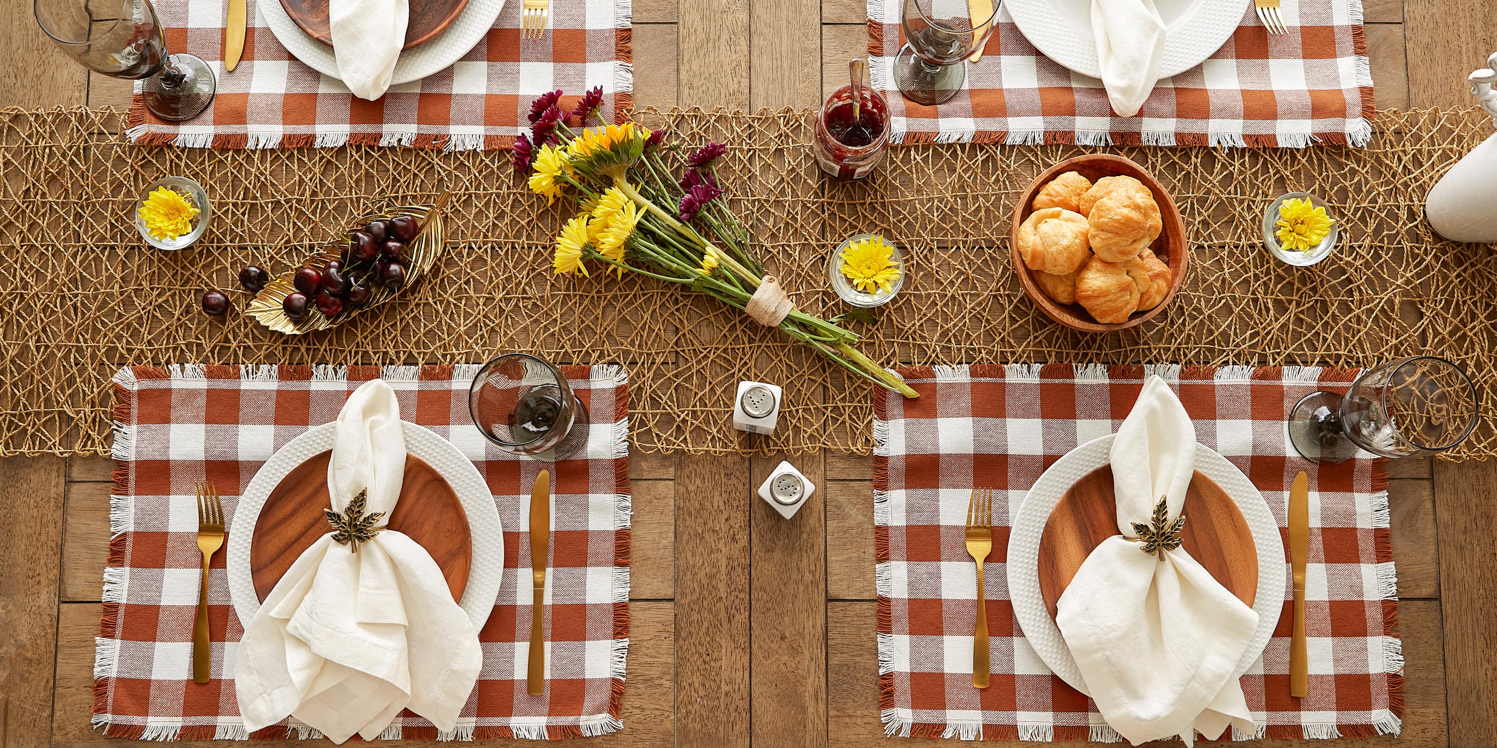 DII® Heavyweight Check Fringed Cotton Placemats, 6ct.