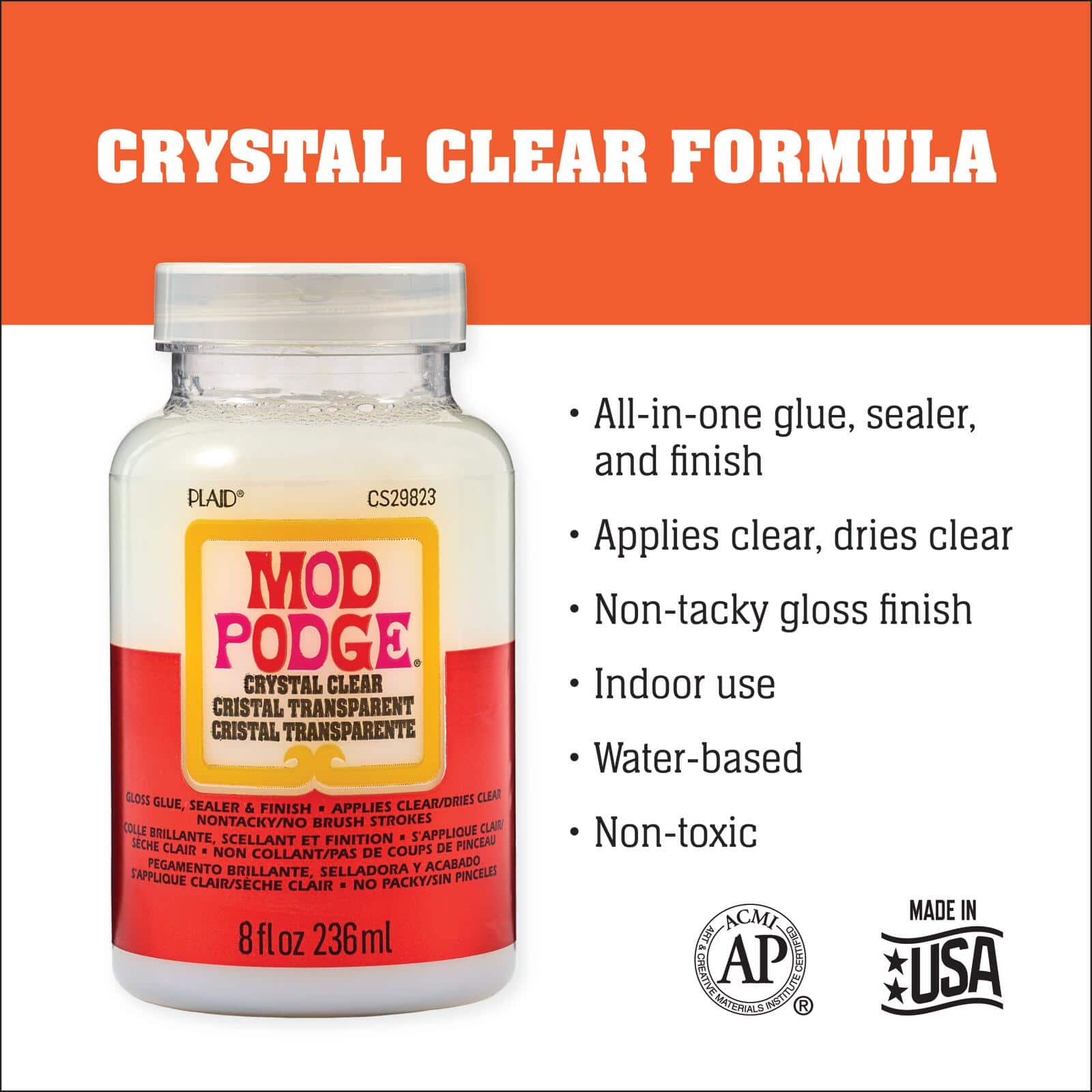 Mod Podge&#xAE; 8oz. Crystal Clear Gloss Glue, Sealer &#x26; Finish