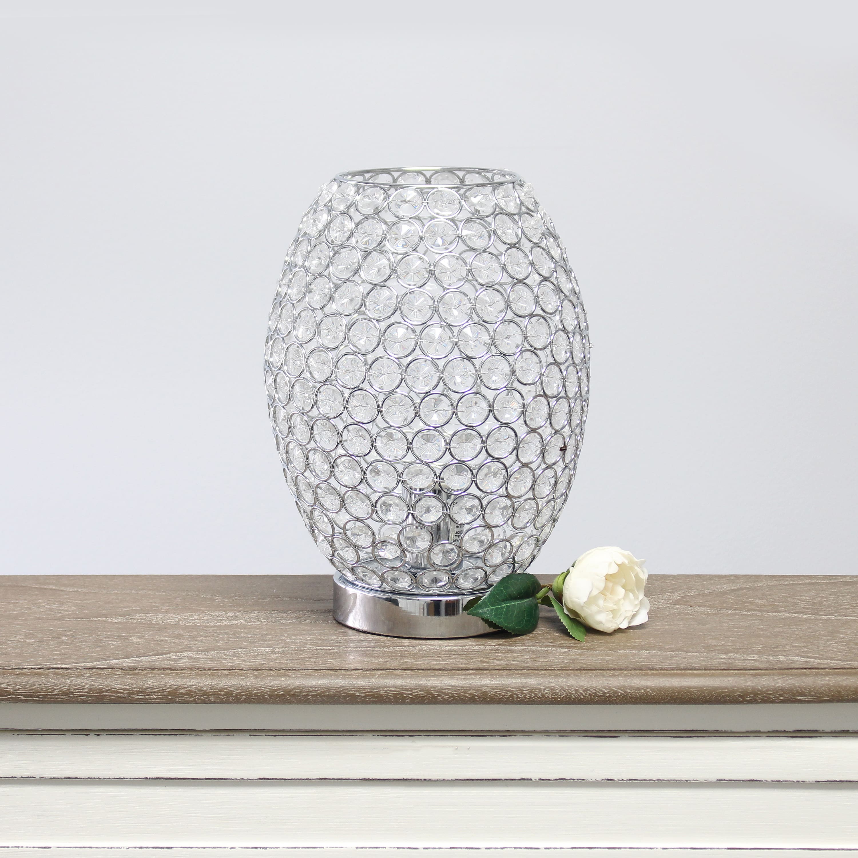 Elegant Designs Crystal &#x26; Chrome Decorative Table Lamp