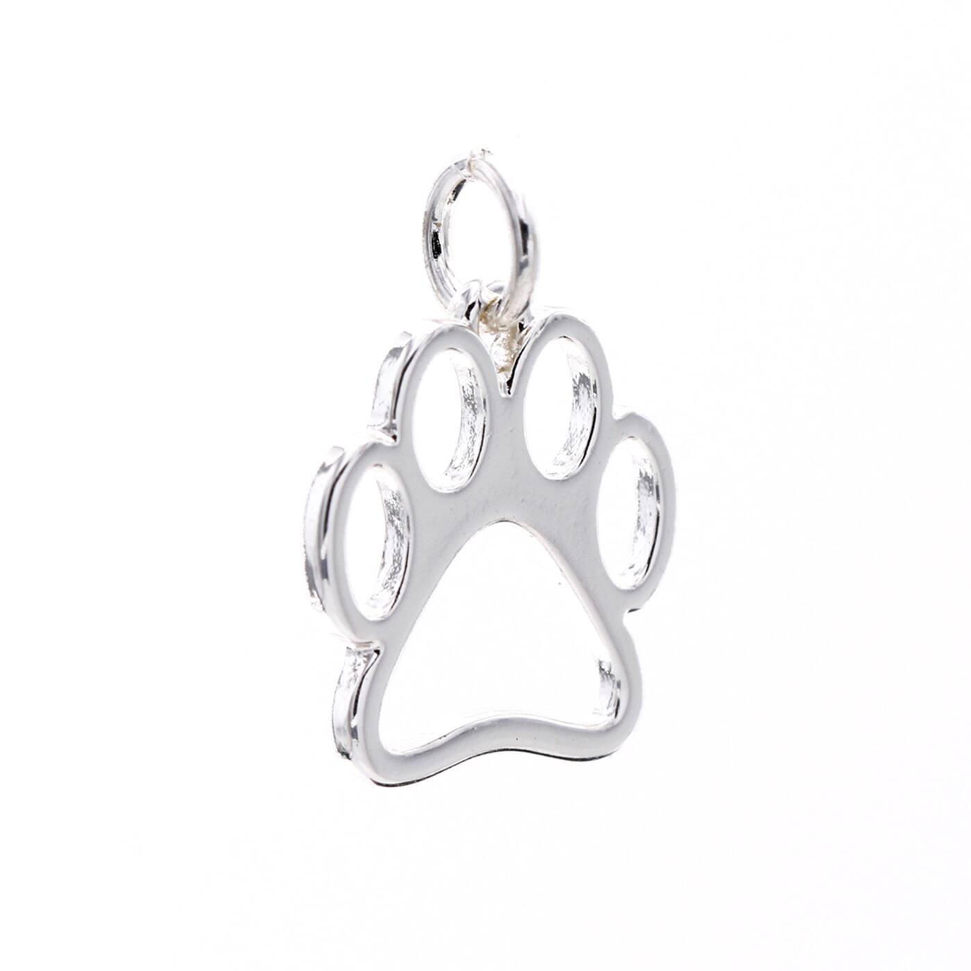 12 Pack: Charmalong™ Silver-Plated Paw Charm by Bead Landing™