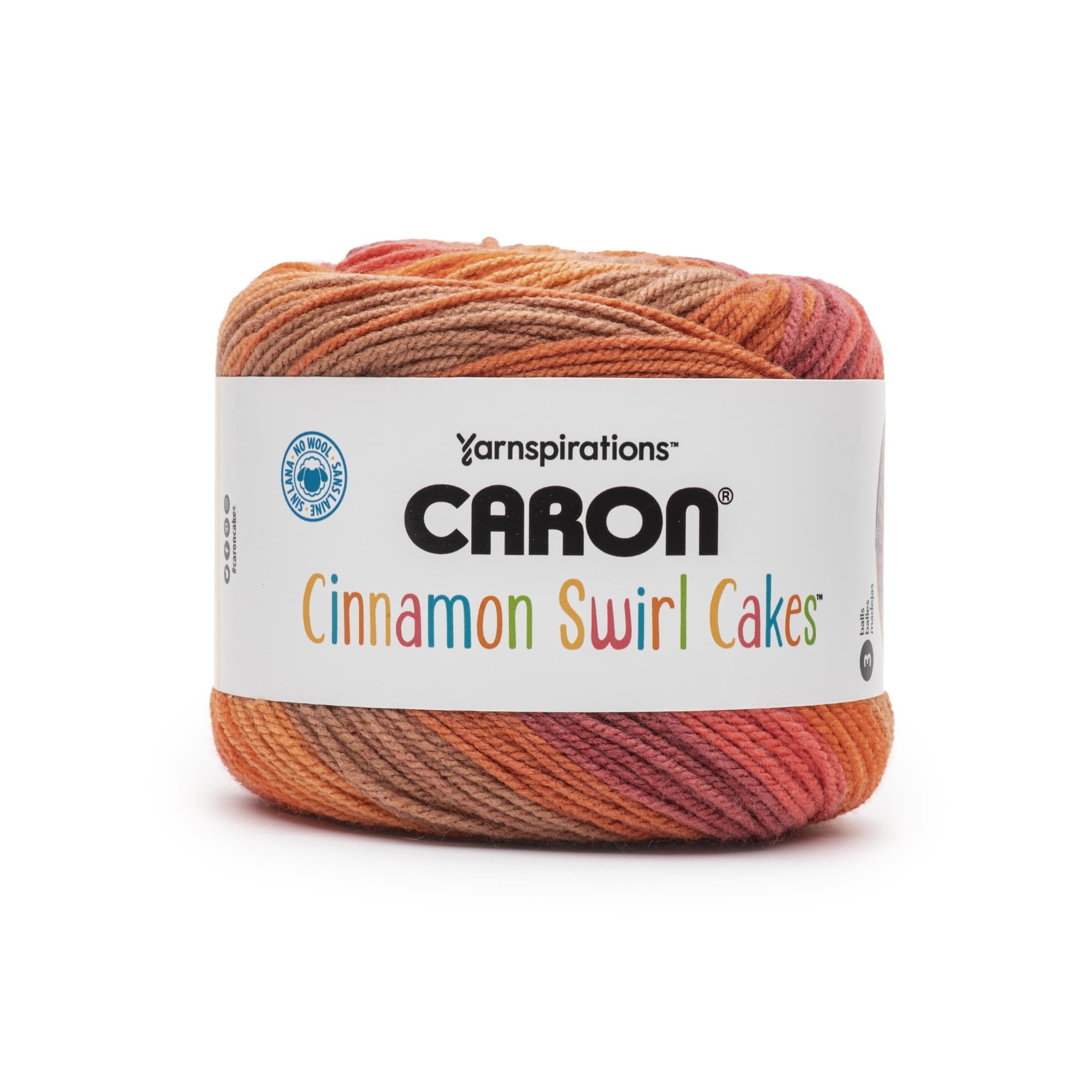 One 8 oz Skein Caron Cinnamon Swirl Cakes Yarn ~ 407 yds. Various Colors.  NEW