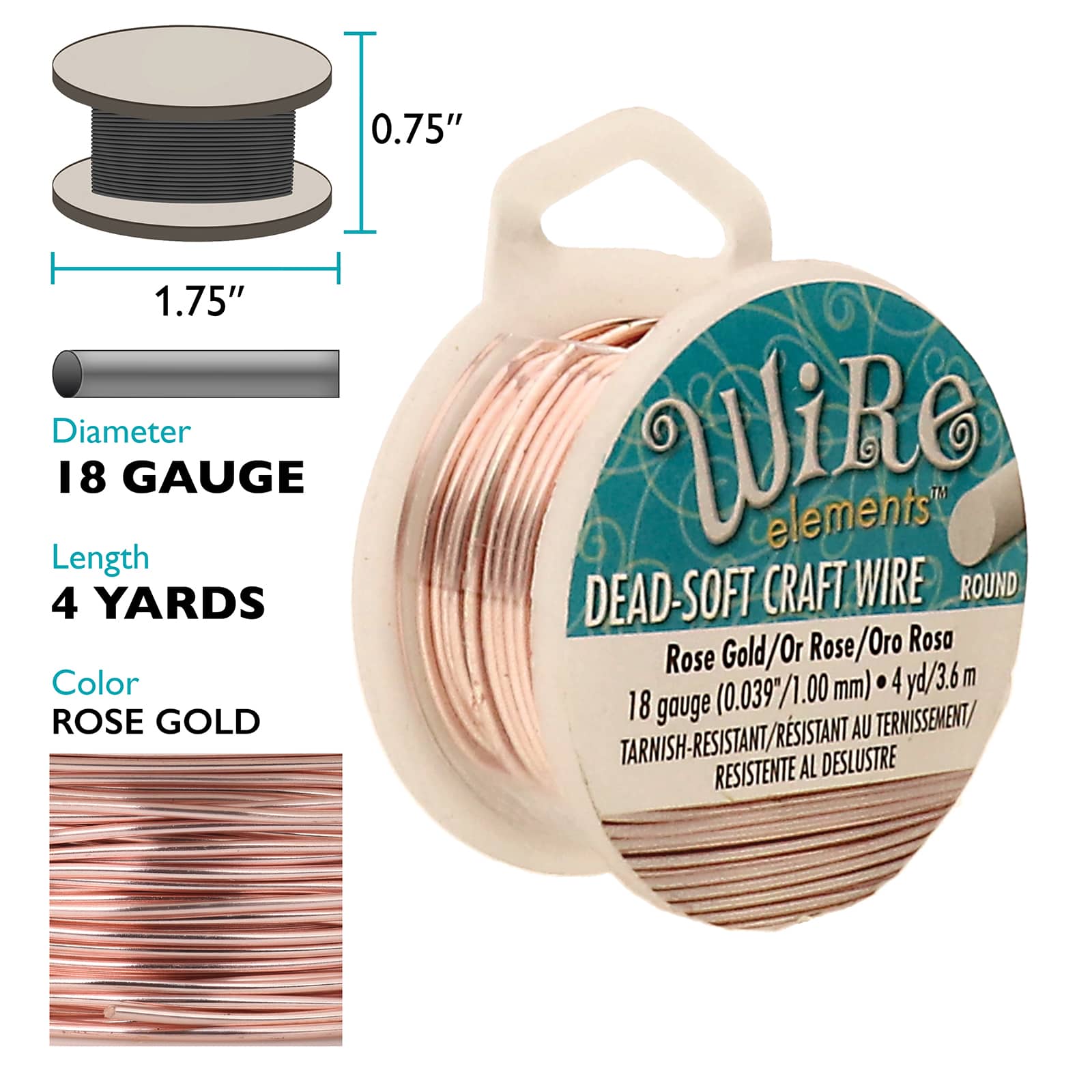 The Beadsmith&#xAE; Wire Elements&#x2122; 18 Gauge Tarnish Resistant Round Soft Temper Wire, 4yd. 