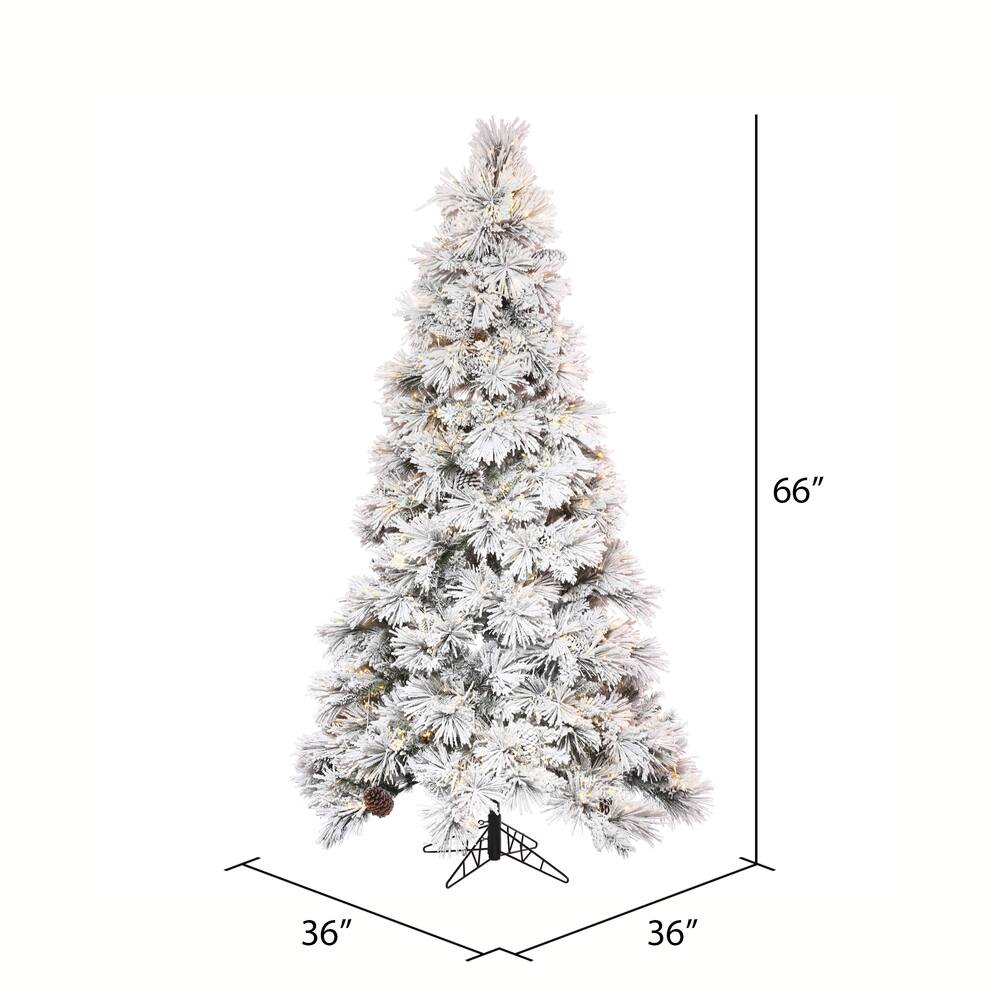5.5ft. Pre-Lit Flocked Atka Slim Artificial Christmas Tree, Warm White LED Lights