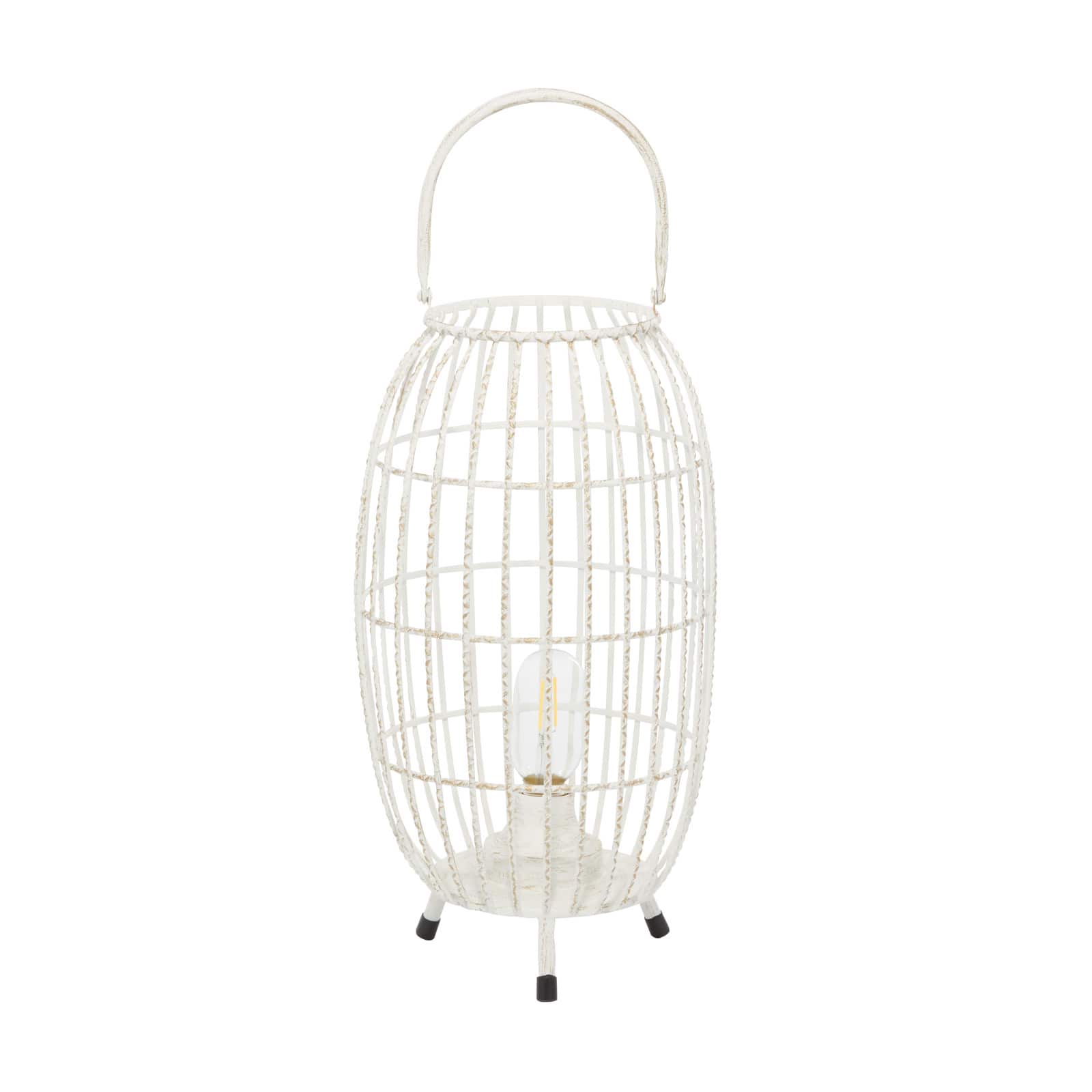 White Iron Modern Candle Holder Lantern, 16&#x22; x 9&#x22; x 9&#x22;