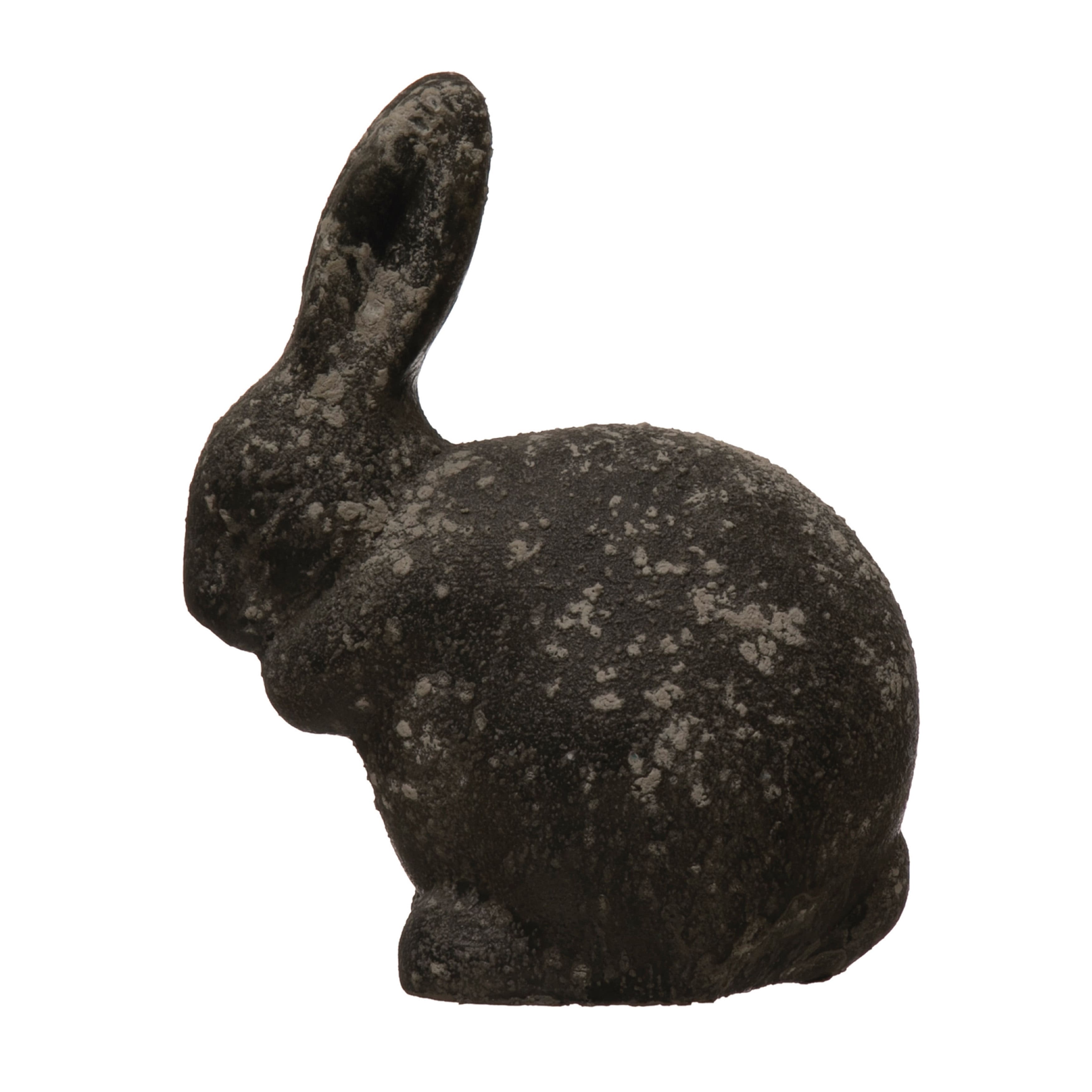 Hello Honey® 7" Distressed Black Cement Rabbit Statue