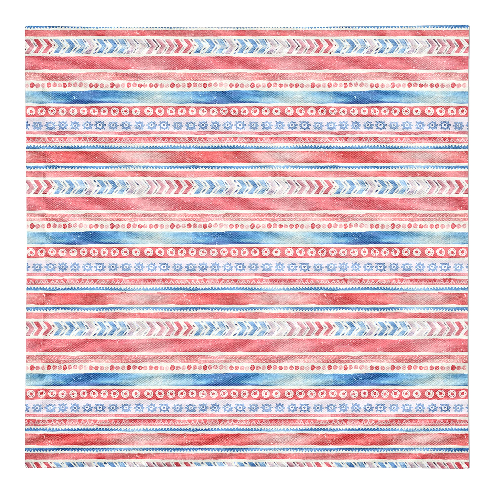 Patriotic Watercolor Folksy Pattern Cotton Twill Napkin