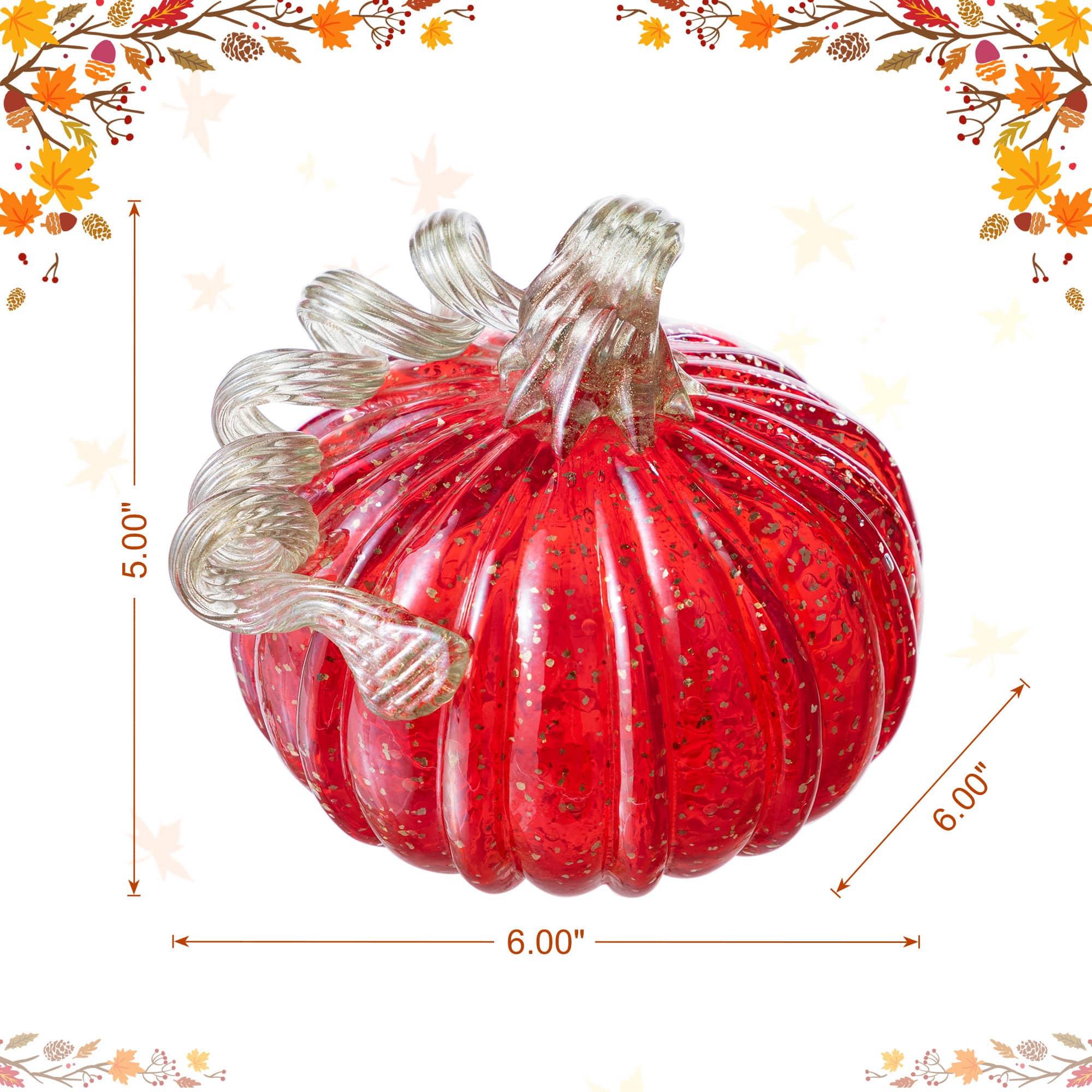 Glitzhome&#xAE; Red Glitter Glass Gourd