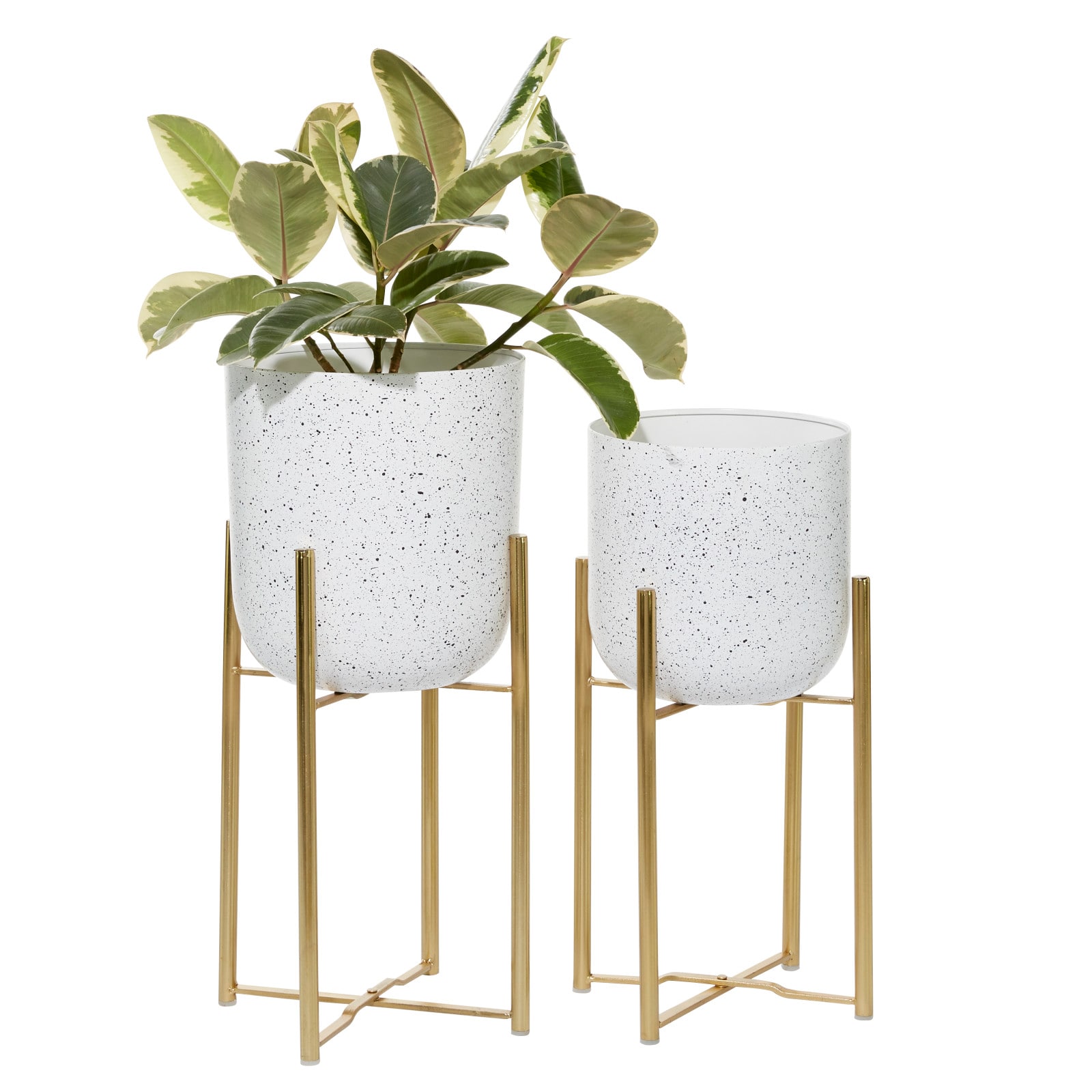 Set of 2 White Metal Contemporary Planter, 20