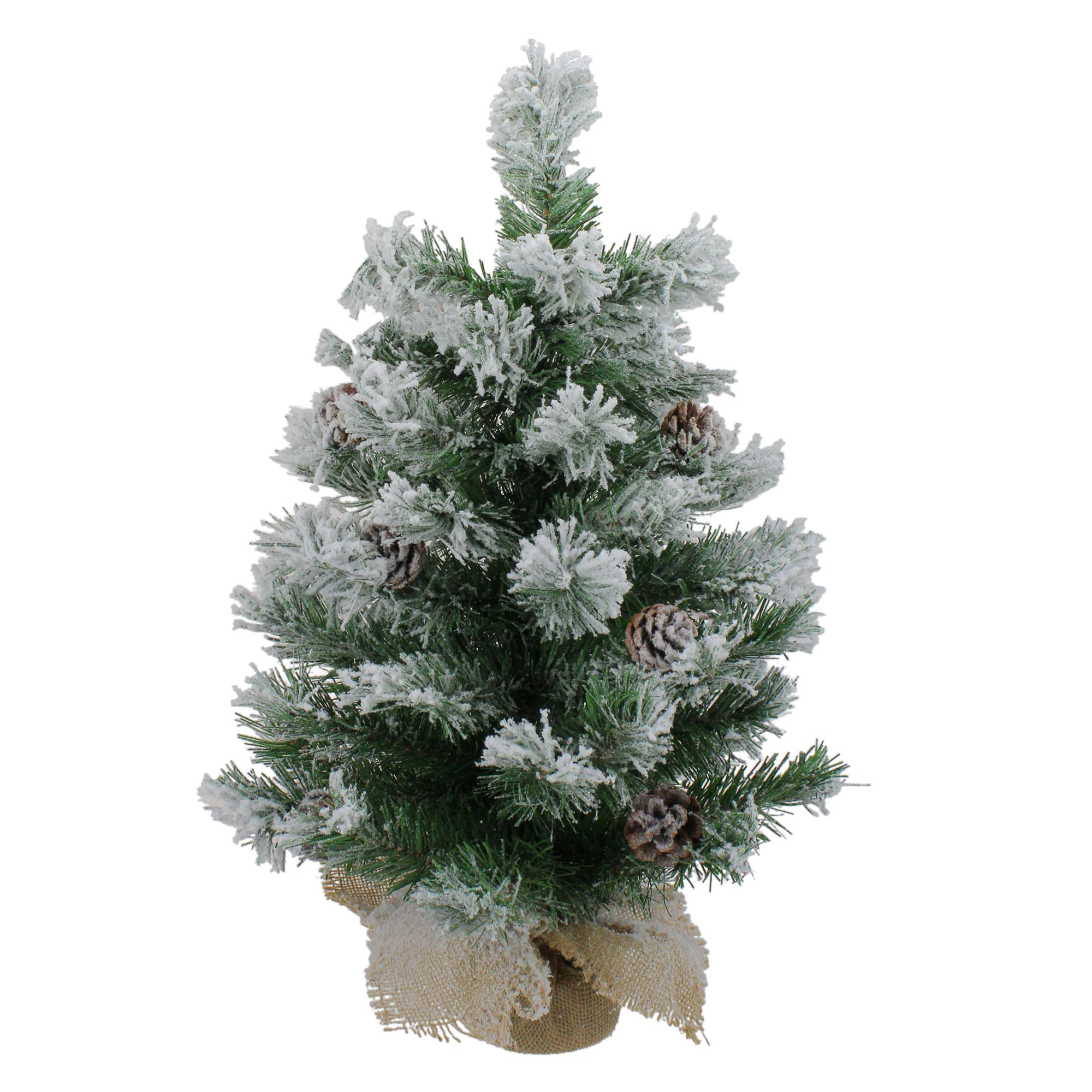 24&#x22; Unlit Flocked Pine Artificial Christmas Tree in Burlap Base