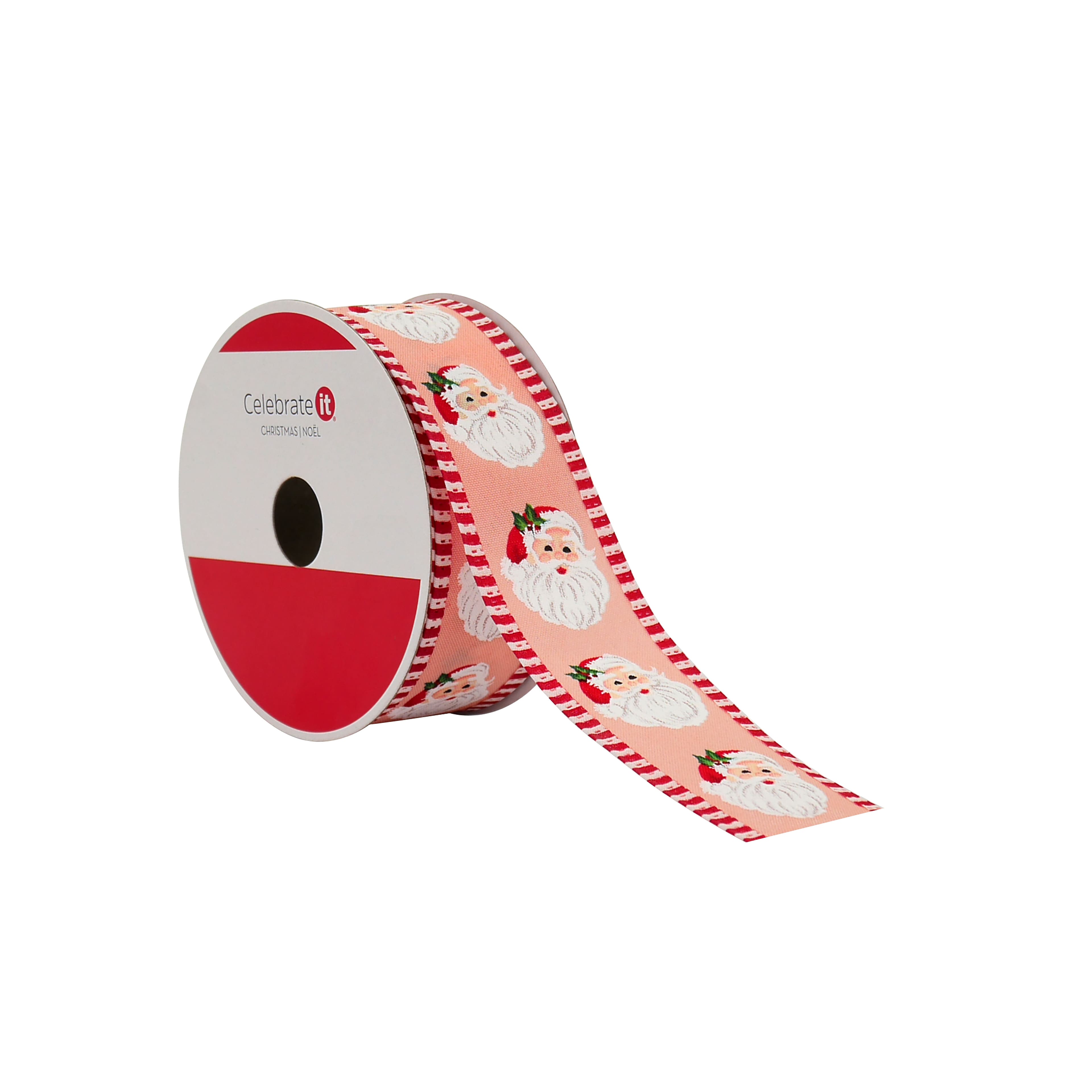 1.5&#x22; x 30ft. Holly Jolly Santa Wired Taffeta Ribbon by Celebrate It&#xAE;