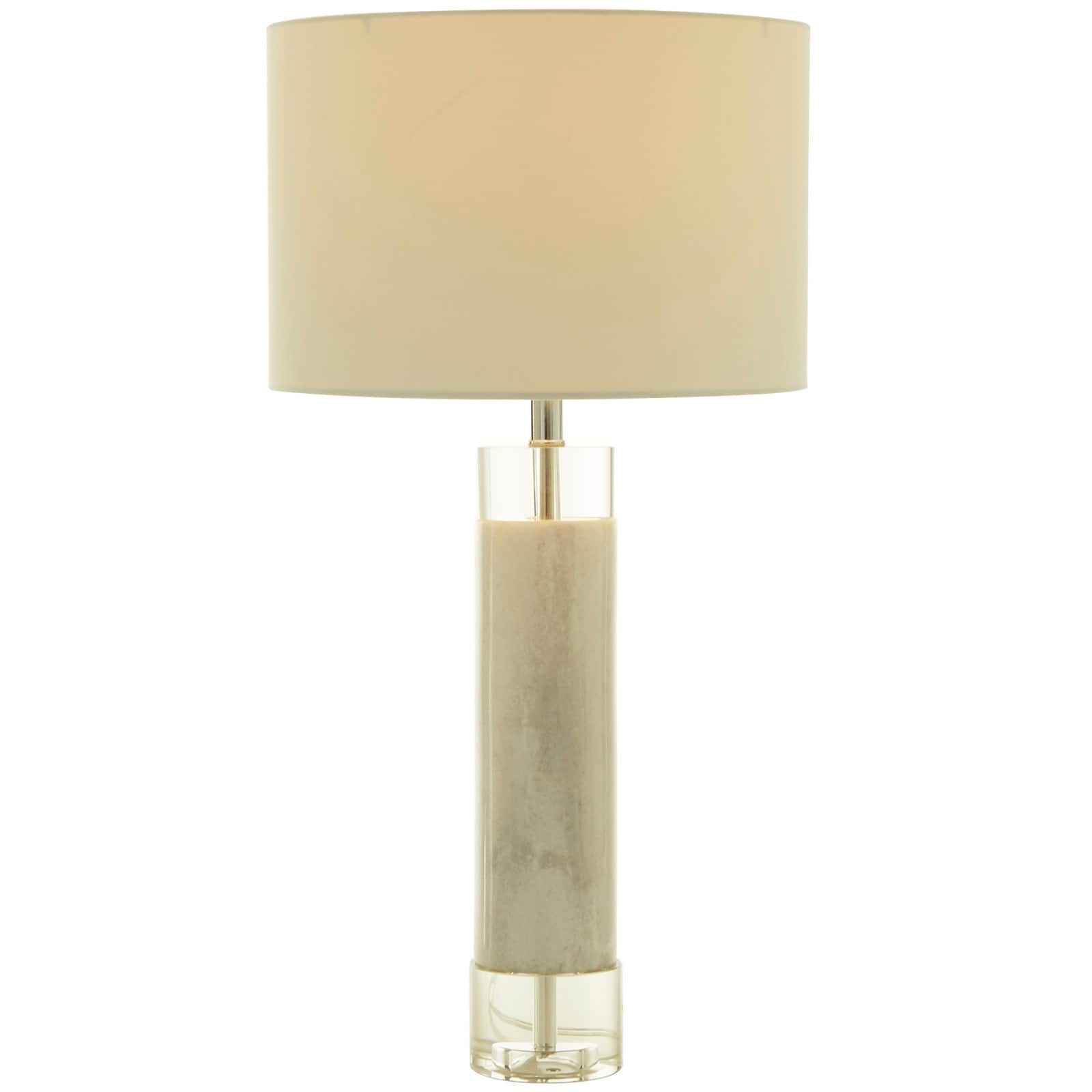 White Marble Slender Stand Table Lamp with Drum Shade 15&#x22; x 15&#x22; x 29&#x22;