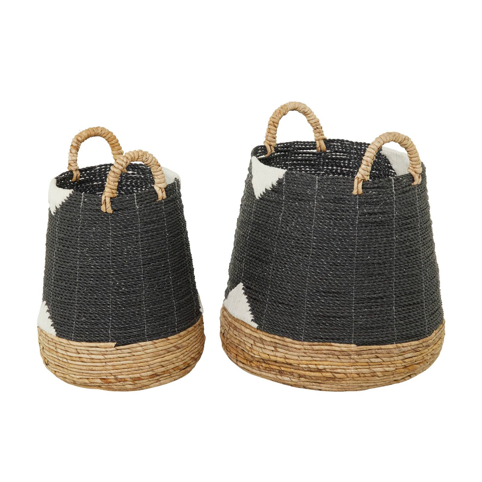 CosmoLiving by Cosmopolitan Black Banana Leaf Bohemian Storage Basket Set