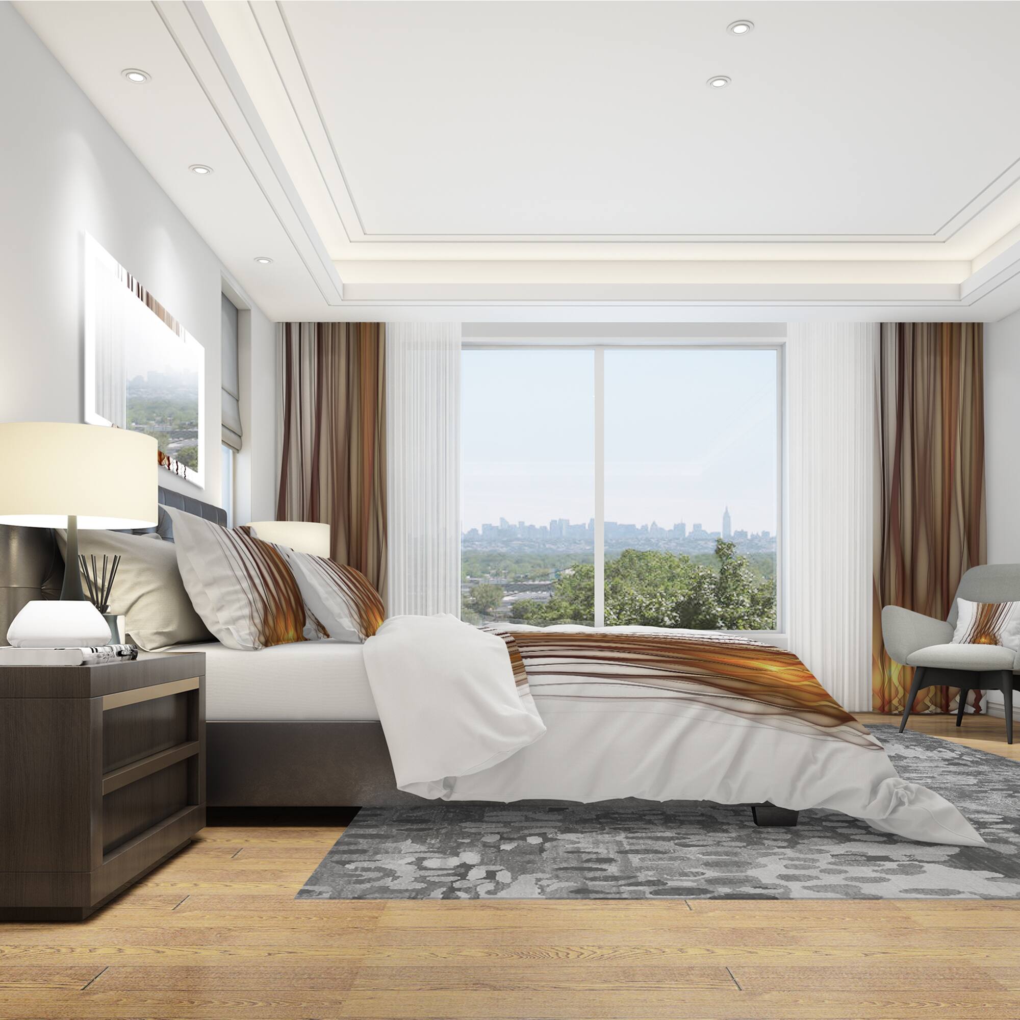 Designart 'Yellow Fractal Flames Pattern' Modern & Contemporary Bedding Set