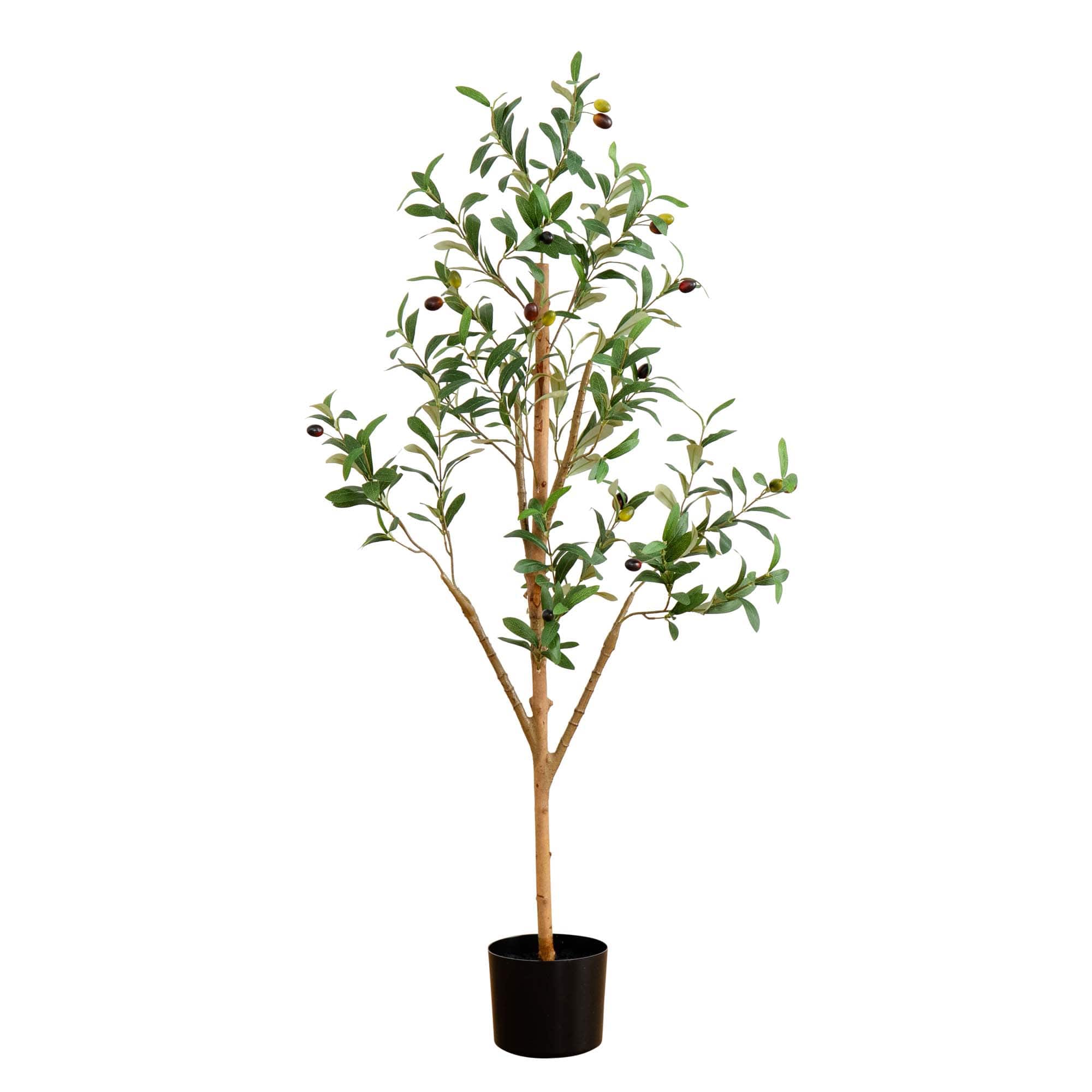 4ft. Potted Artificial Olive Tree with Natural Trunk