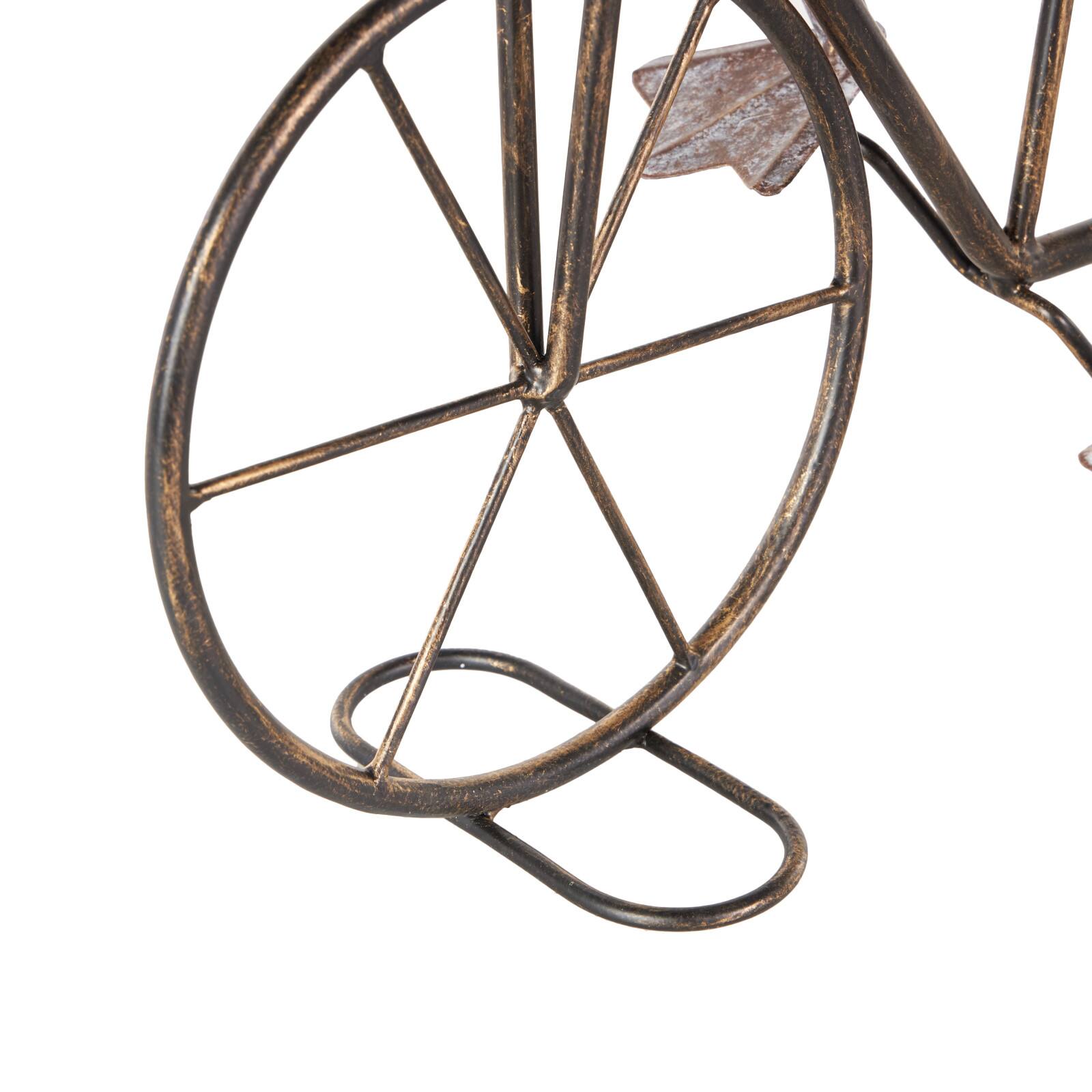 23.5" Frog Duo on Bicycle Metal Garden Sculpture with Gold Accents