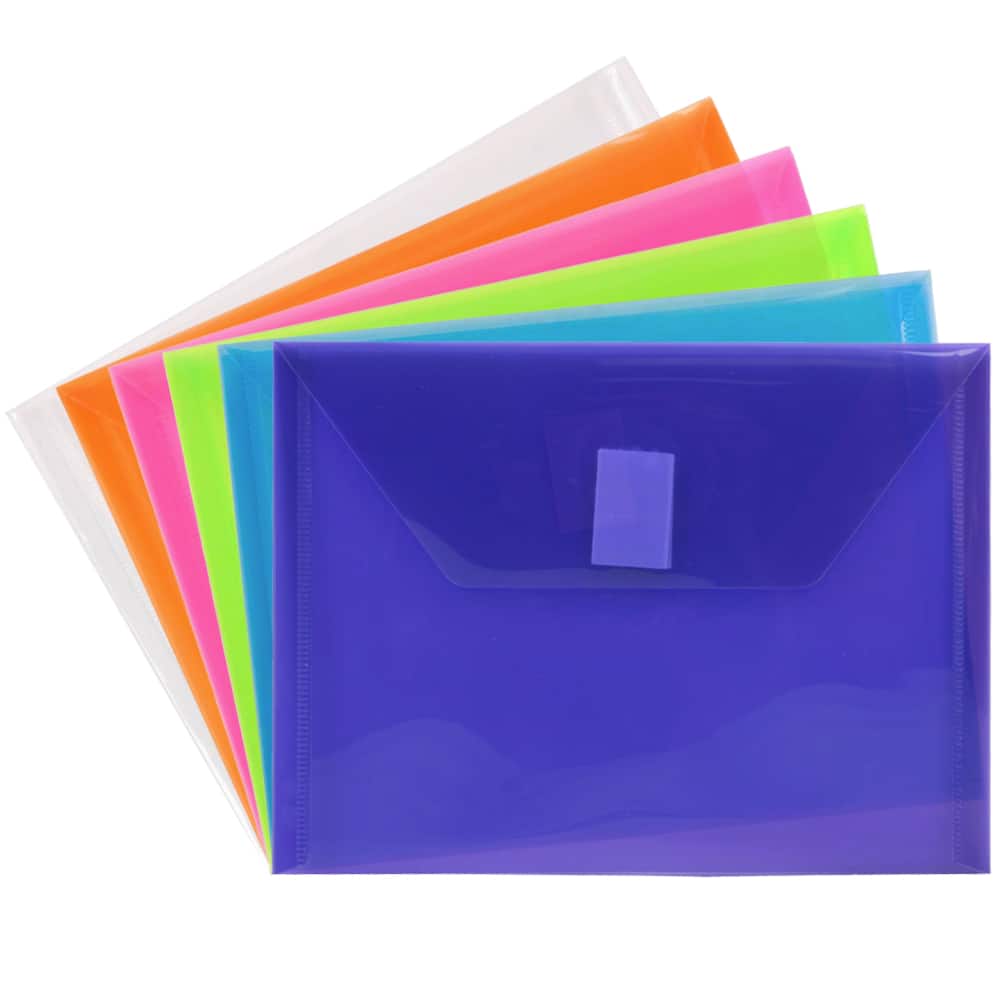 JAM Paper 5.5&#x22; x 7.5&#x22; Plastic Hook &#x26; Loop Closure Envelopes, 6ct.